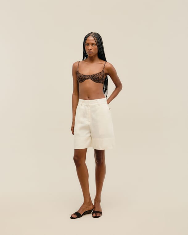Bermuda Giovana Linho Off-White