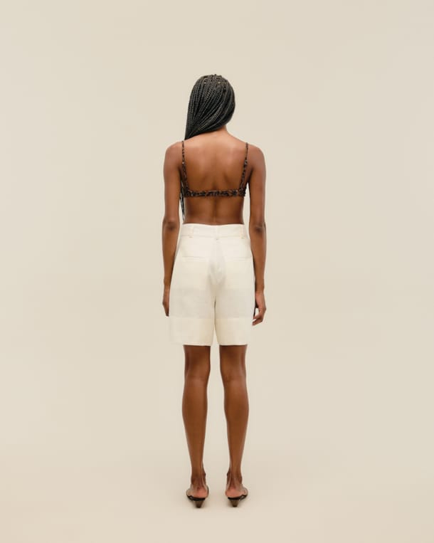 Bermuda Giovana Linho Off-White