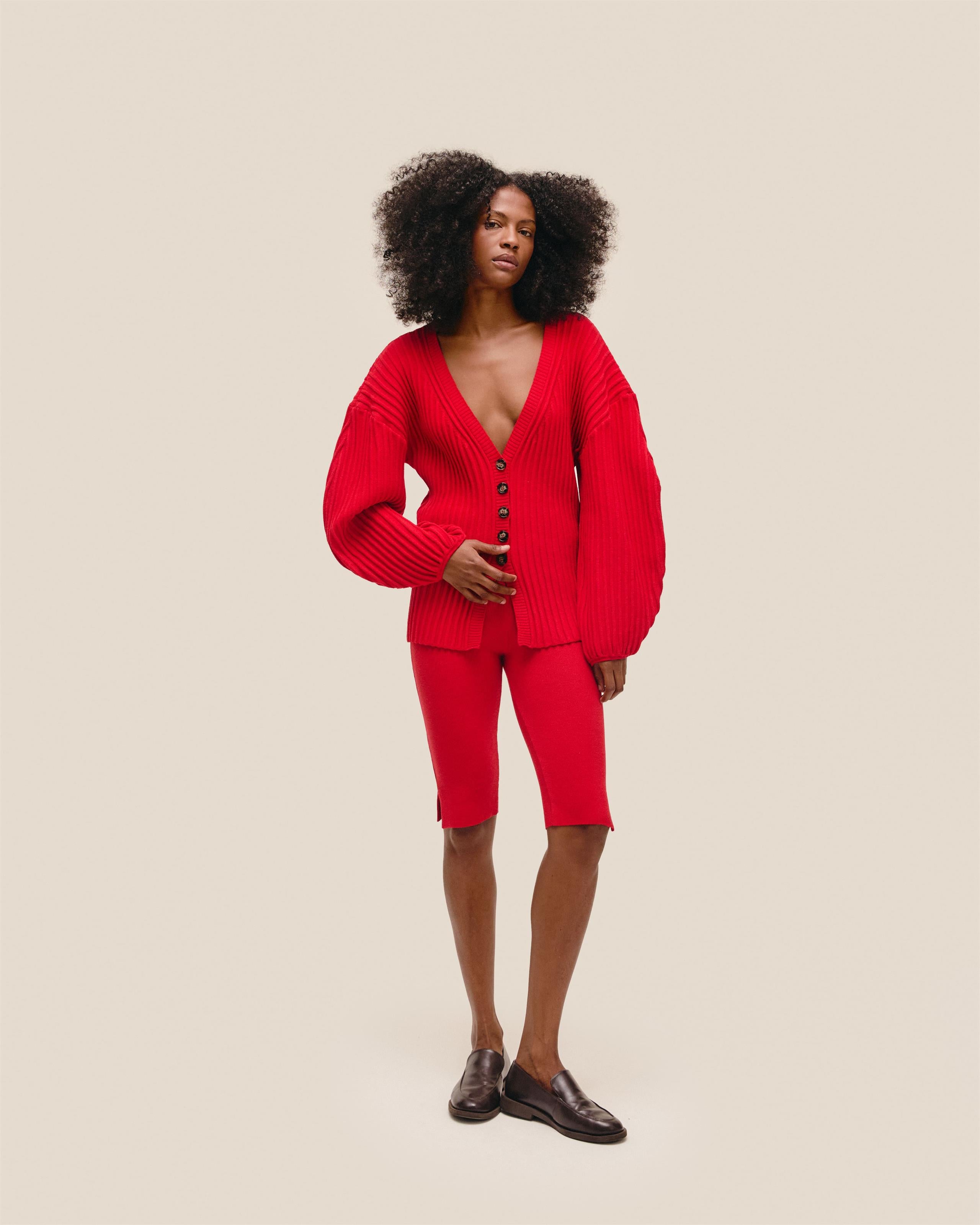 Bermuda Lana Tricot Vermelho