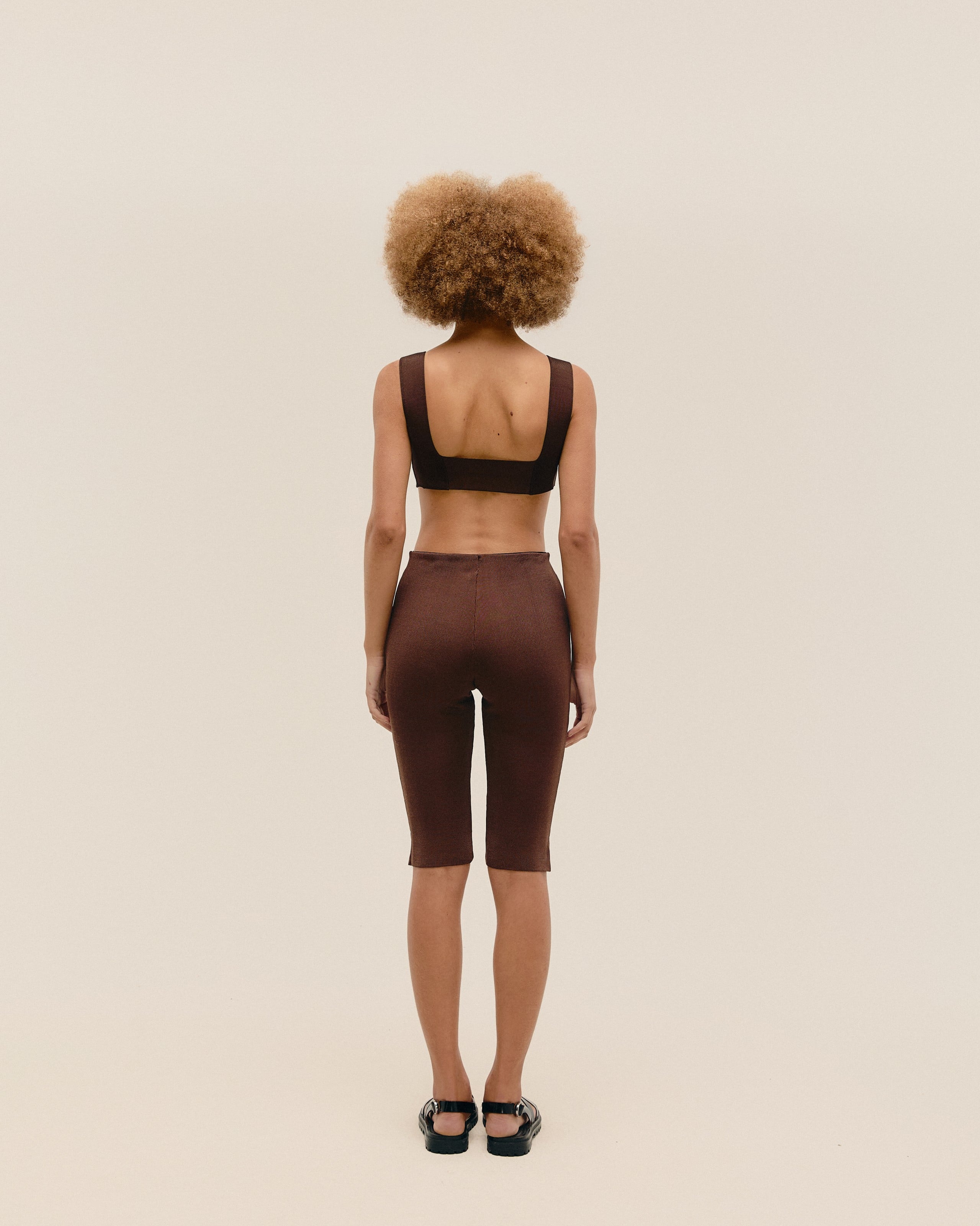 Bermuda Livia Tricot Marrom Brauna