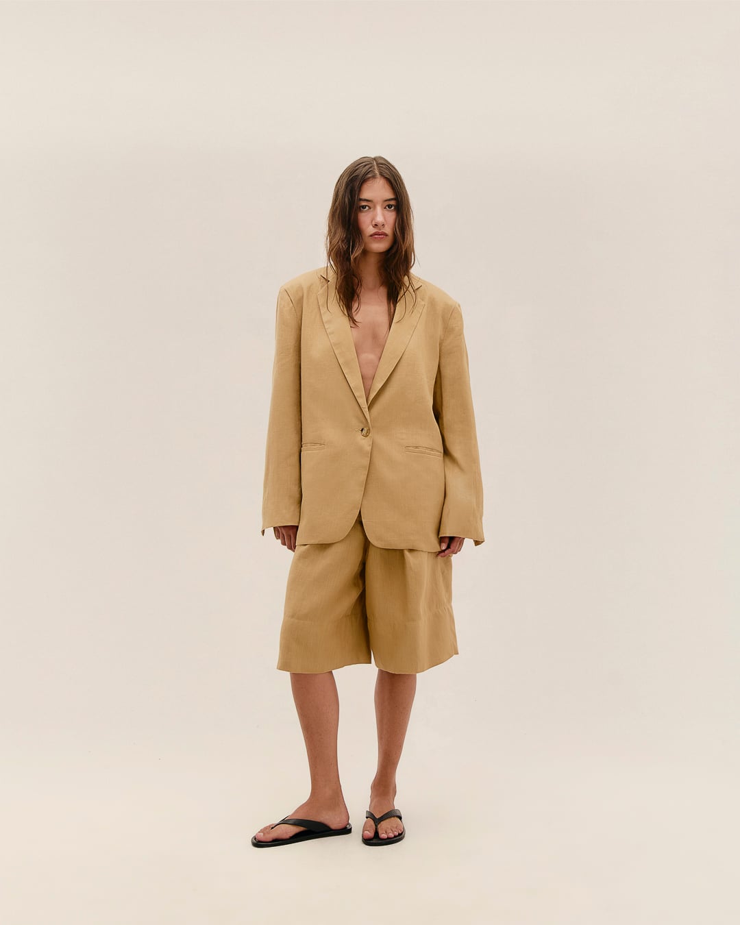 Blazer Carol Linho Bege Satu