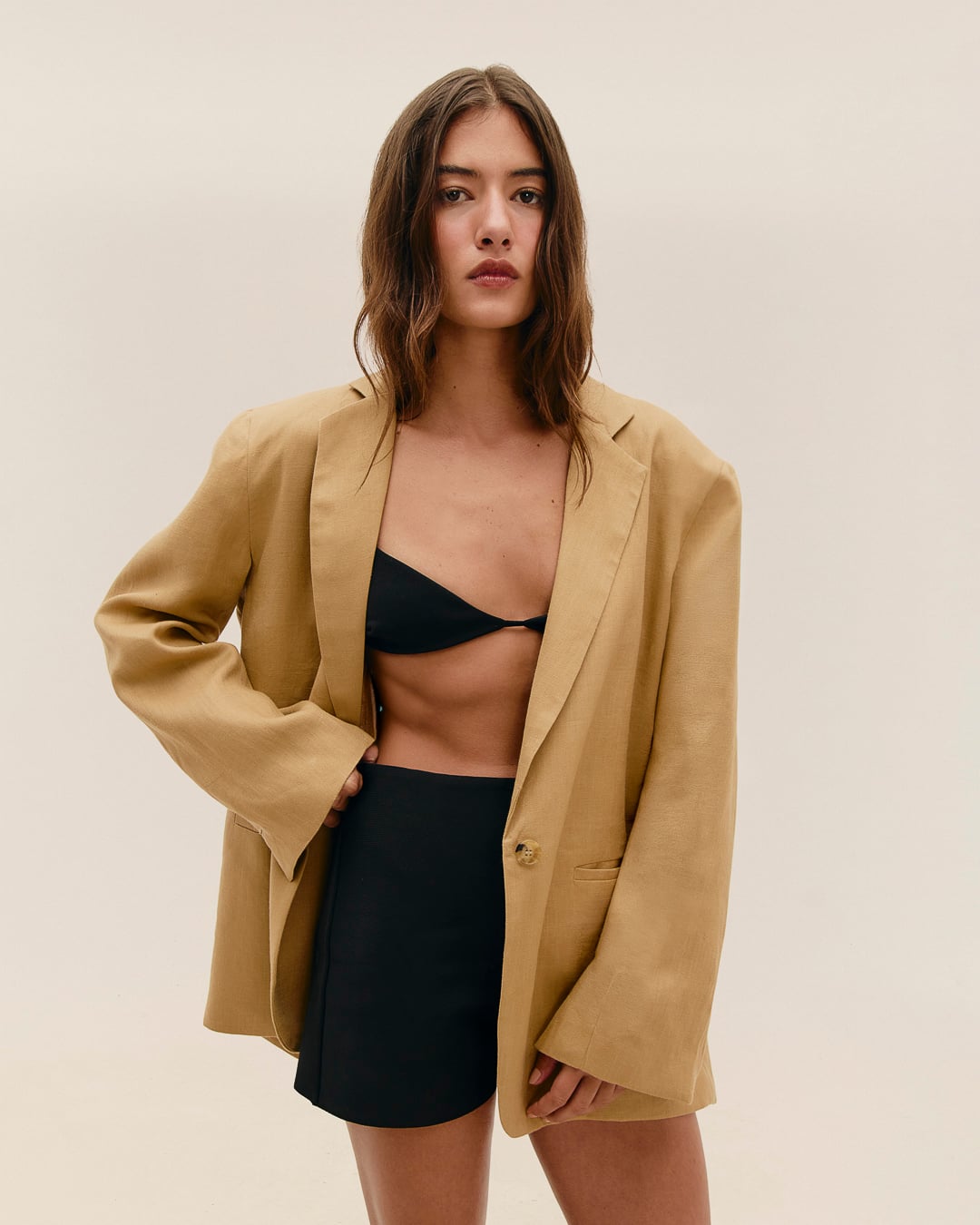 Blazer Carol Linho Bege Satu