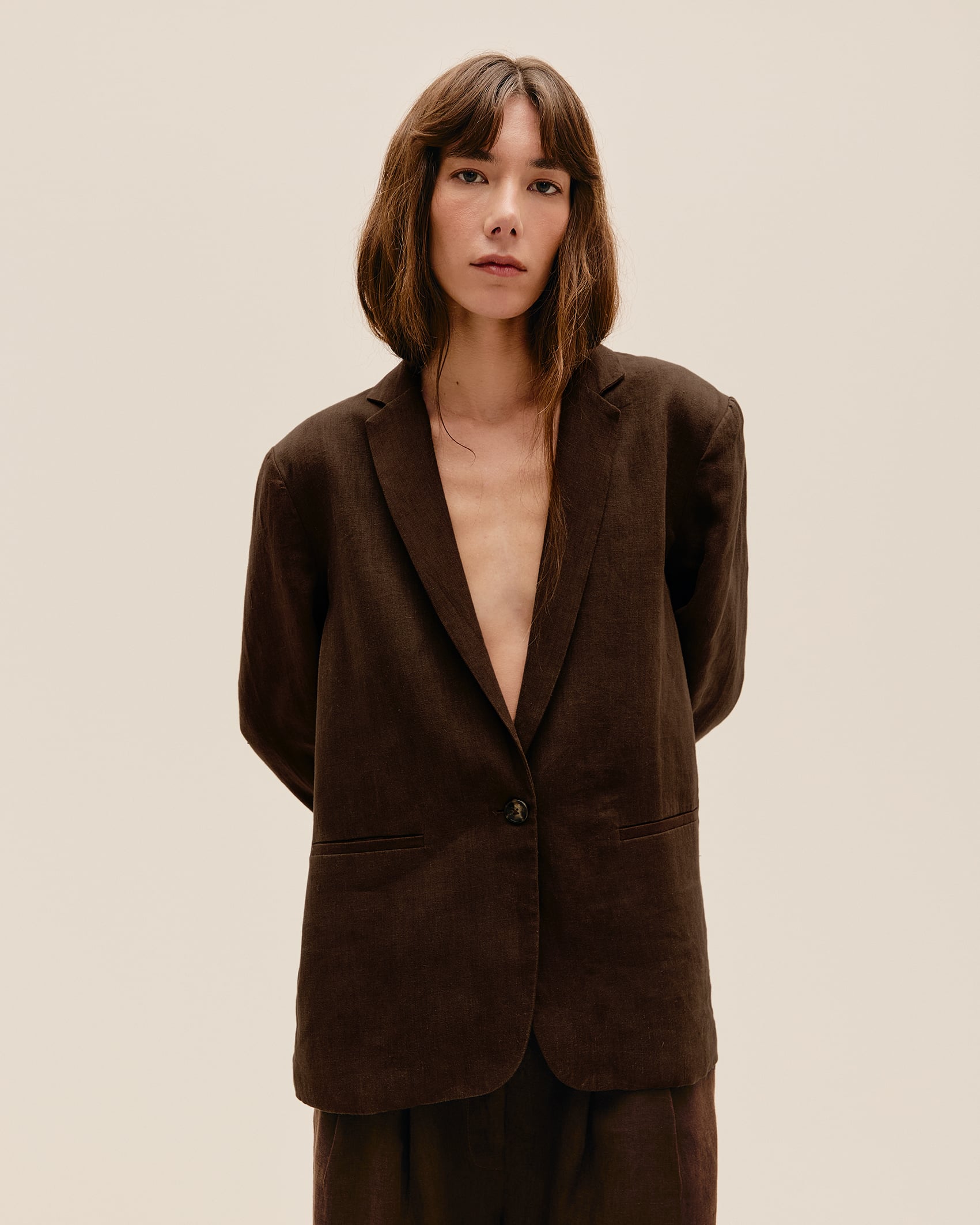 Blazer Carol Linho Marrom