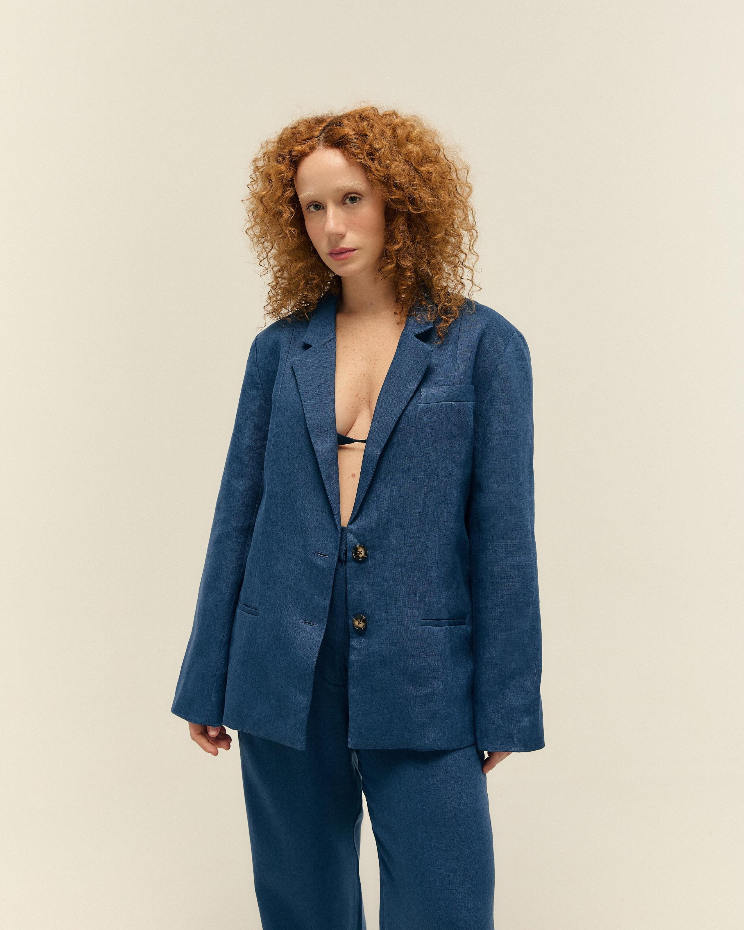 Blazer Marcella Linho Marinho