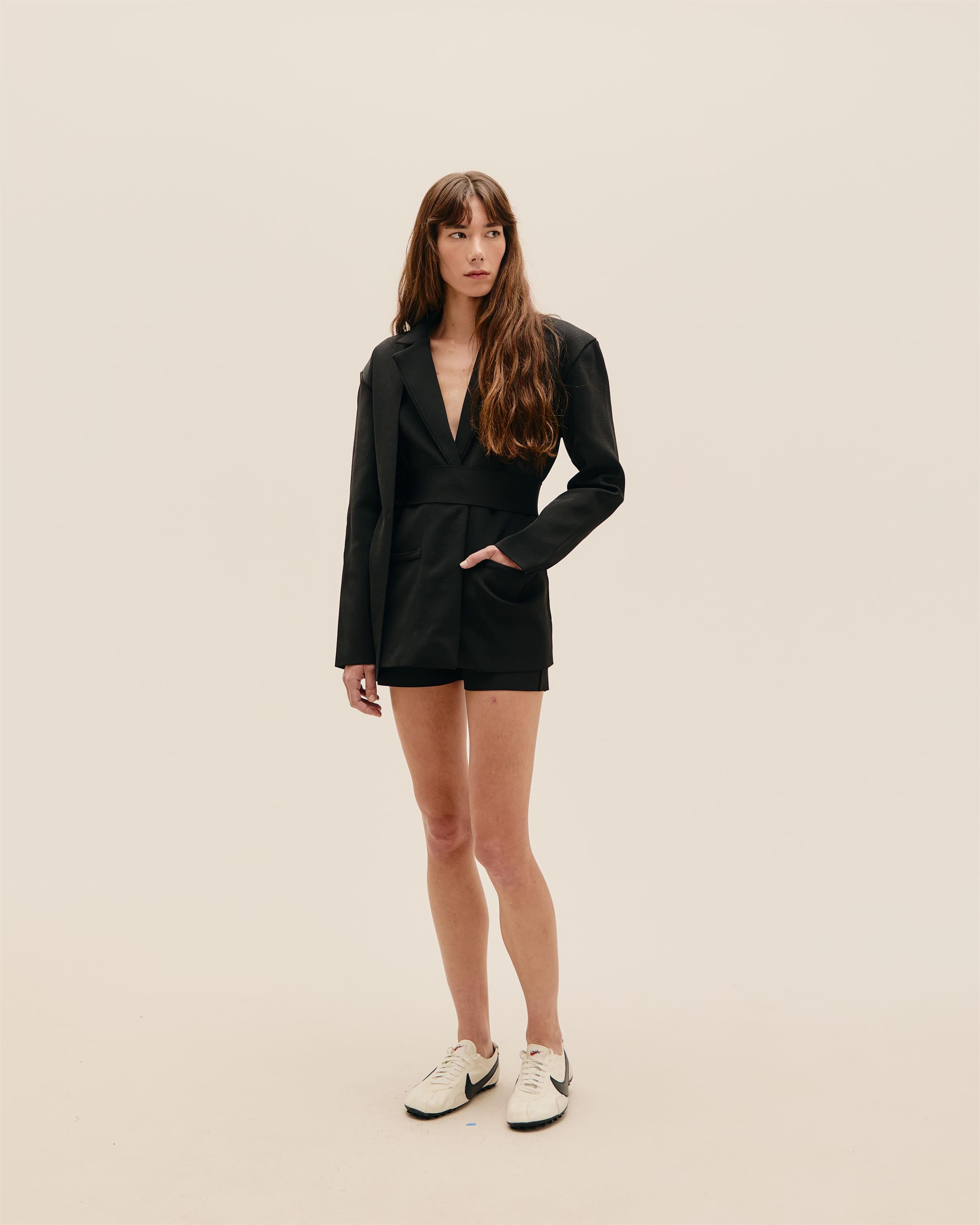 Blazer Transpasse Tricot Preto