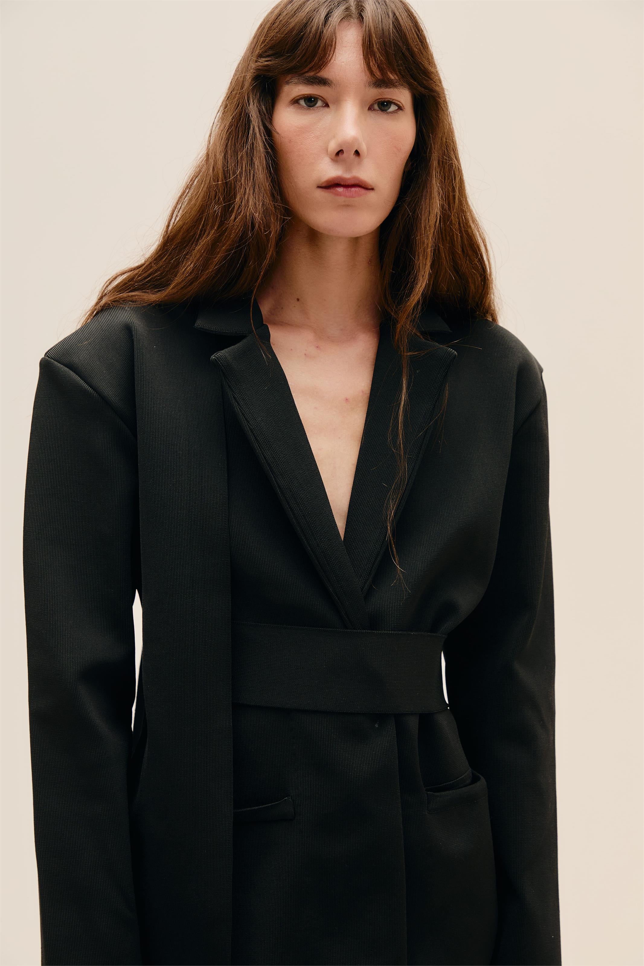 Blazer Transpasse Tricot Preto