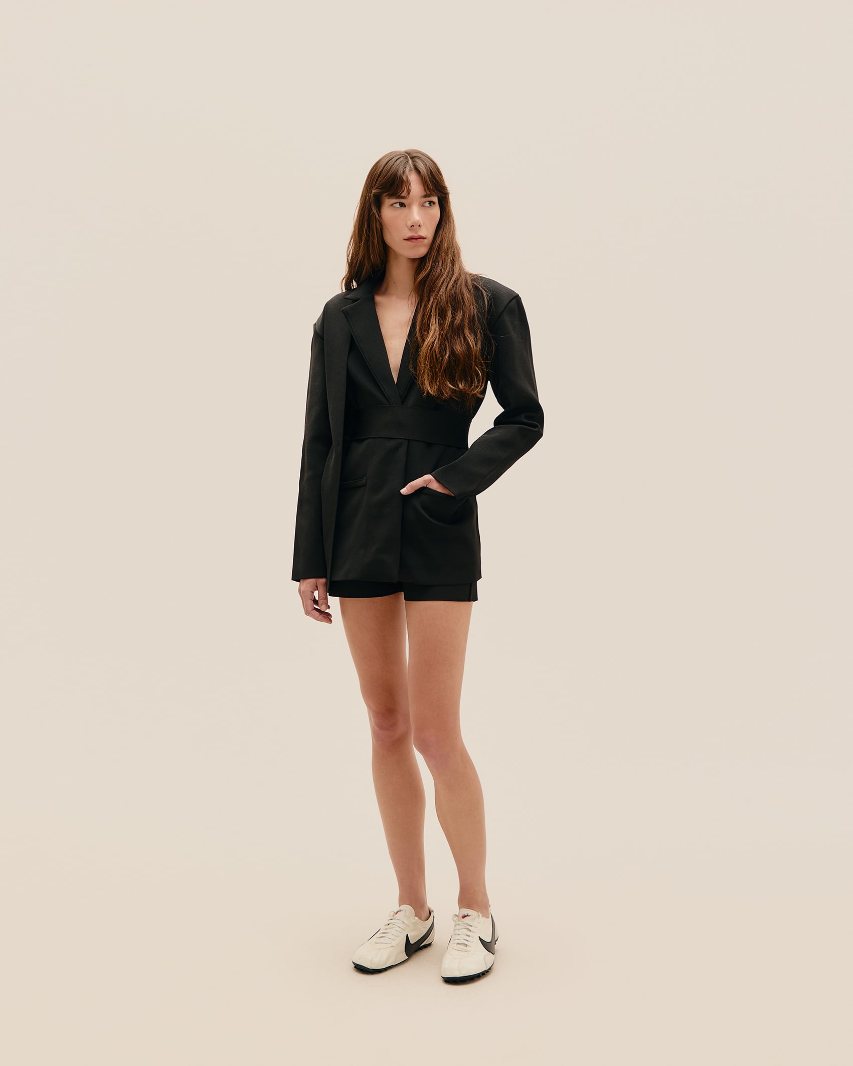 Blazer Transpasse Tricot Preto