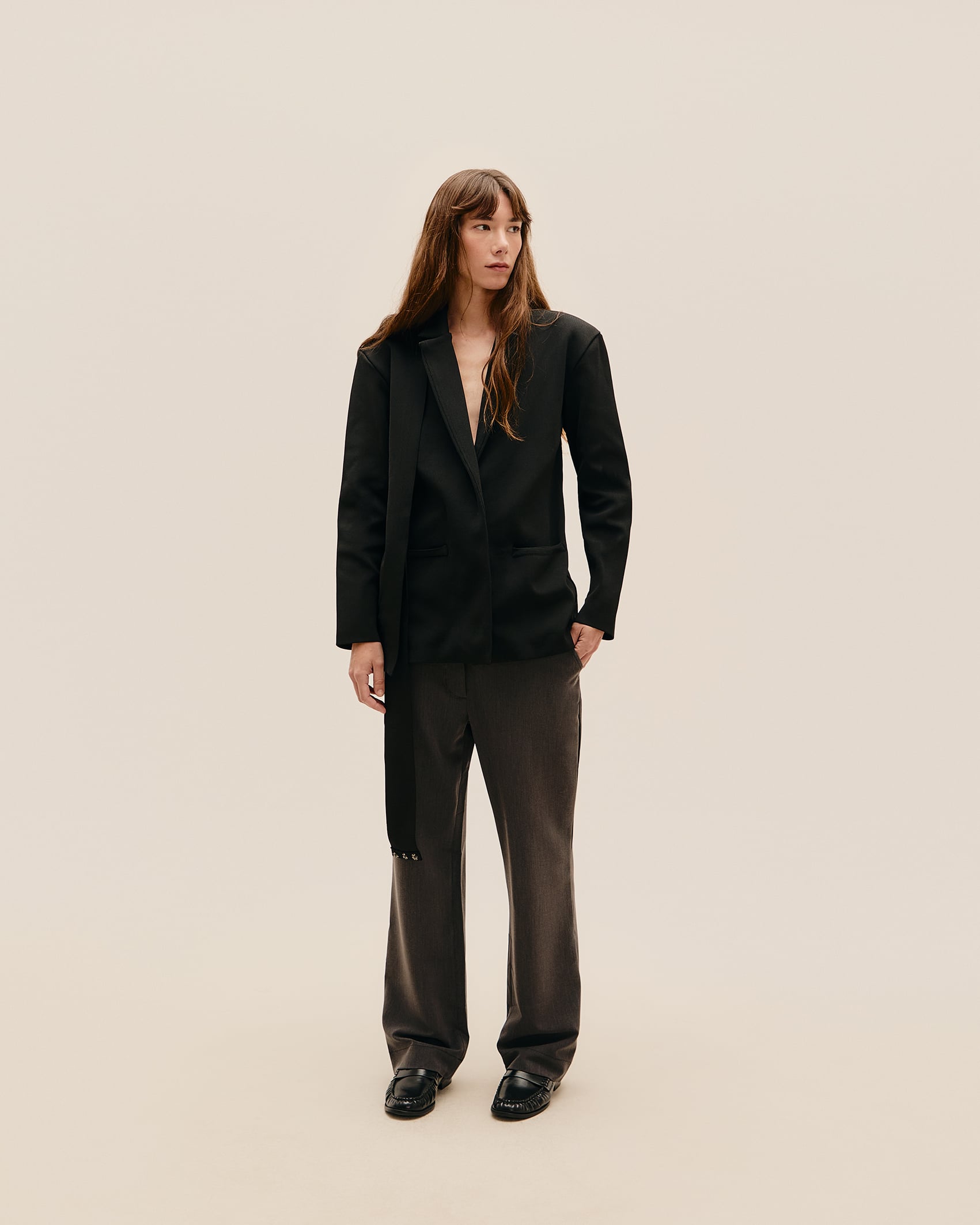 Blazer Transpasse Tricot Preto