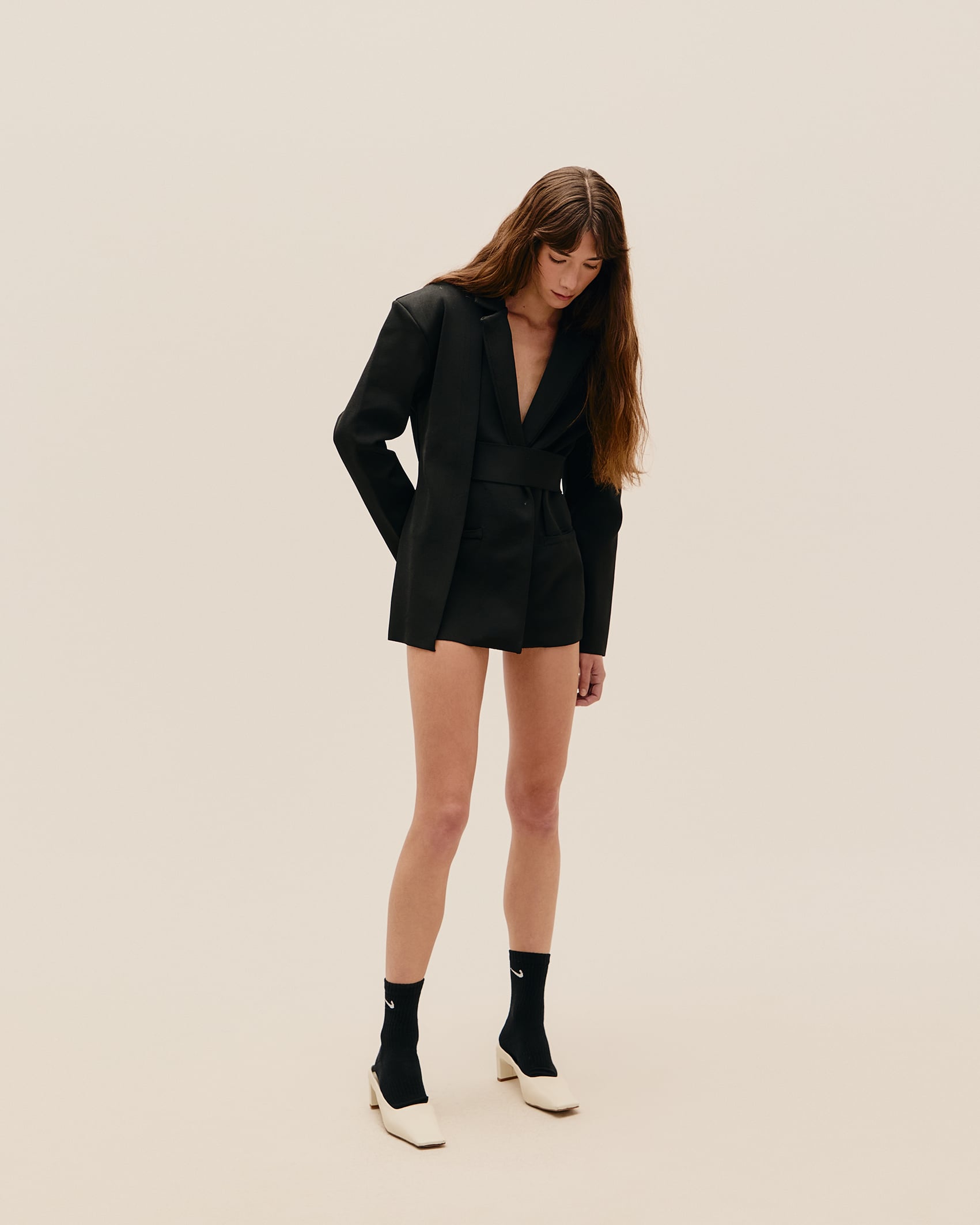 Blazer Transpasse Tricot Preto