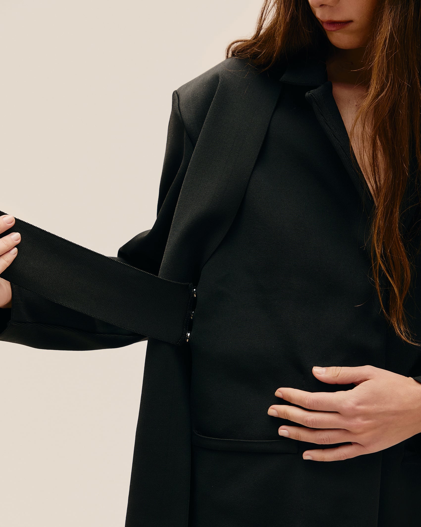 Blazer Transpasse Tricot Preto