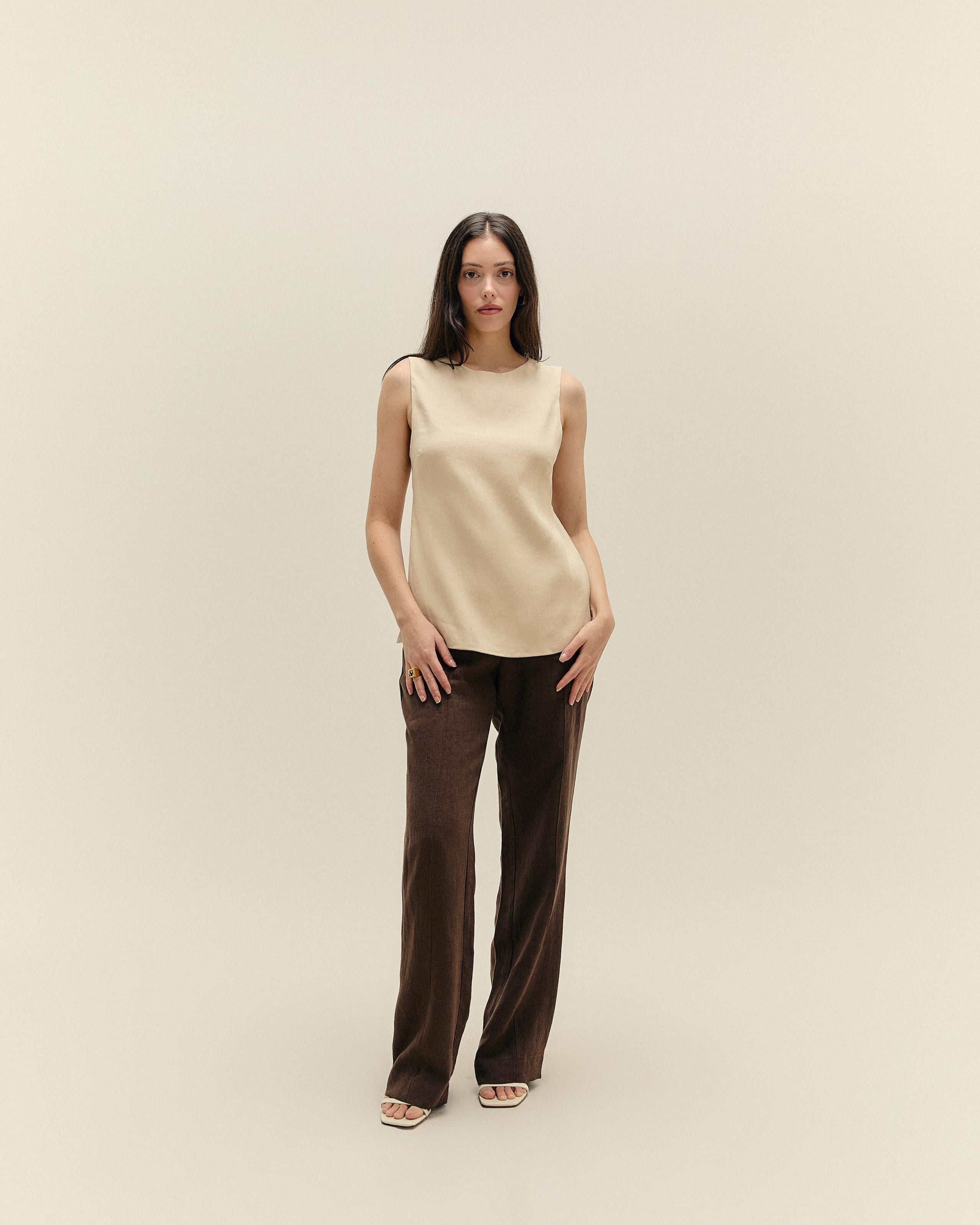 Blusa Alessandra Linho Bege Palha