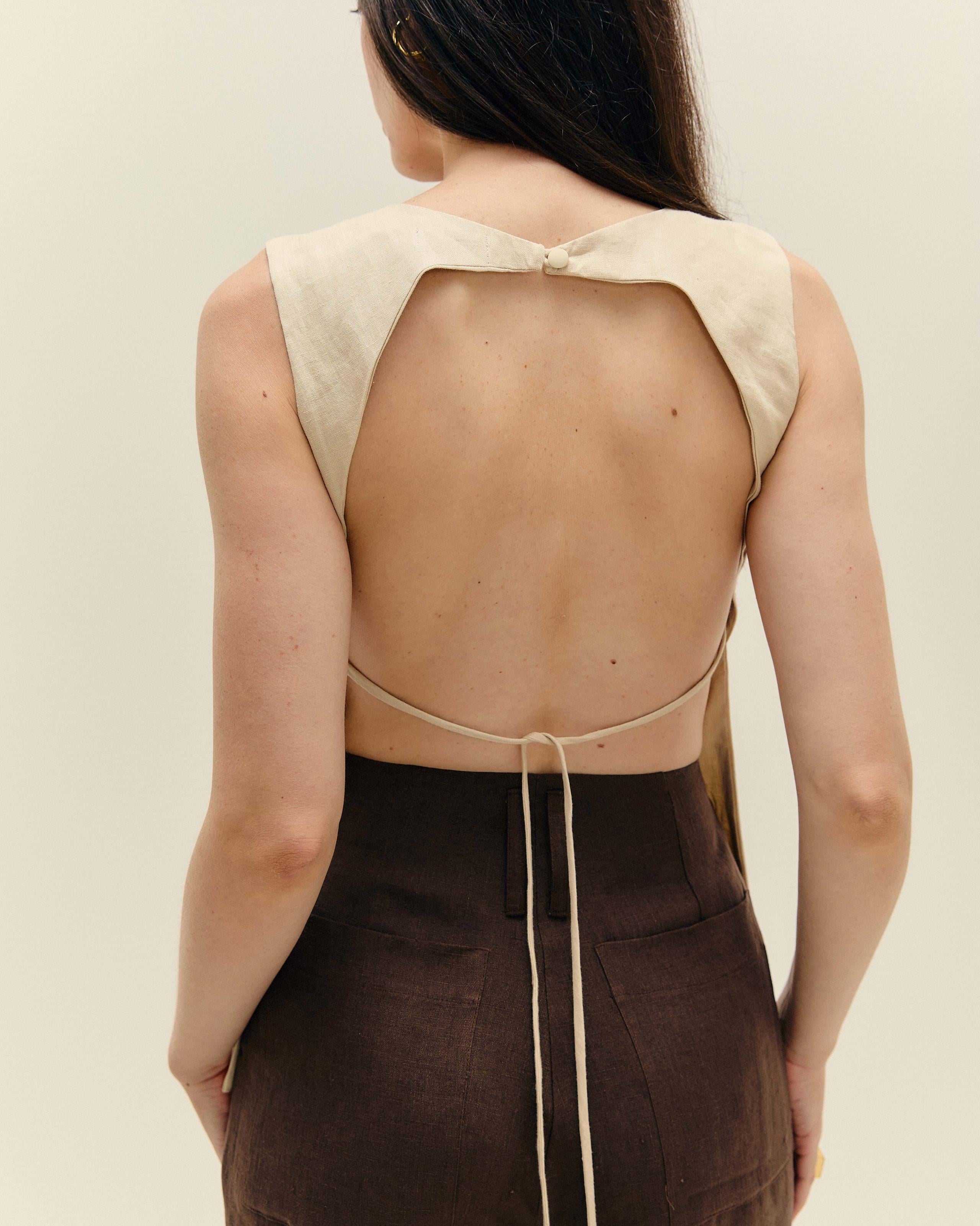 Blusa Alessandra Linho Bege Palha