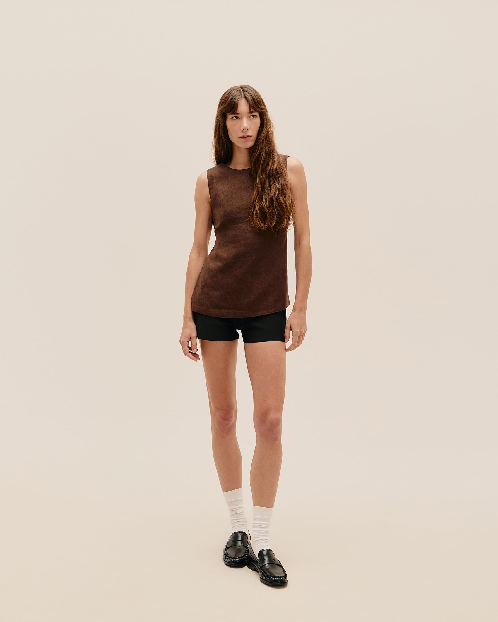 Blusa Alessandra Linho Marrom Brauna