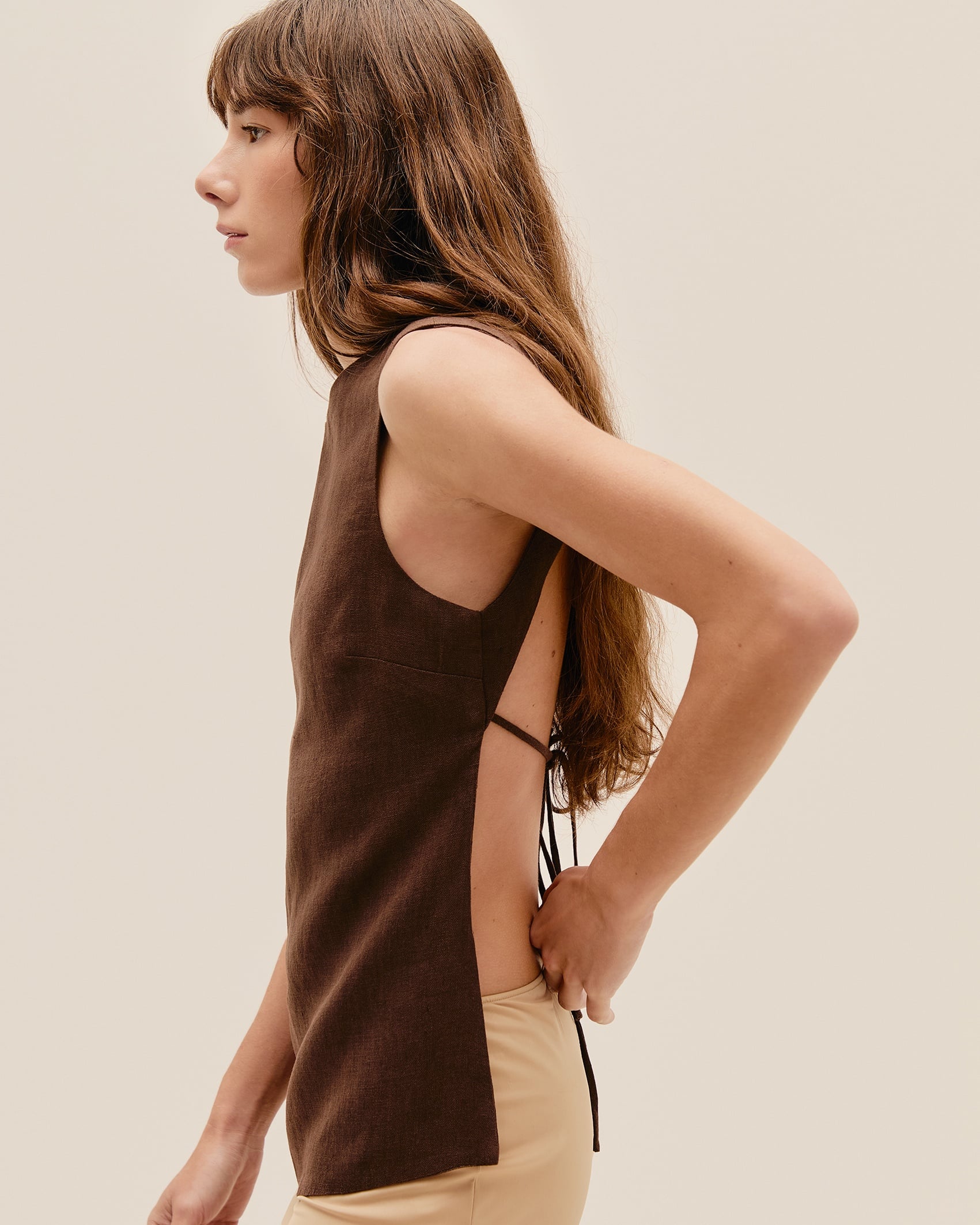 Blusa Alessandra Linho Marrom Brauna