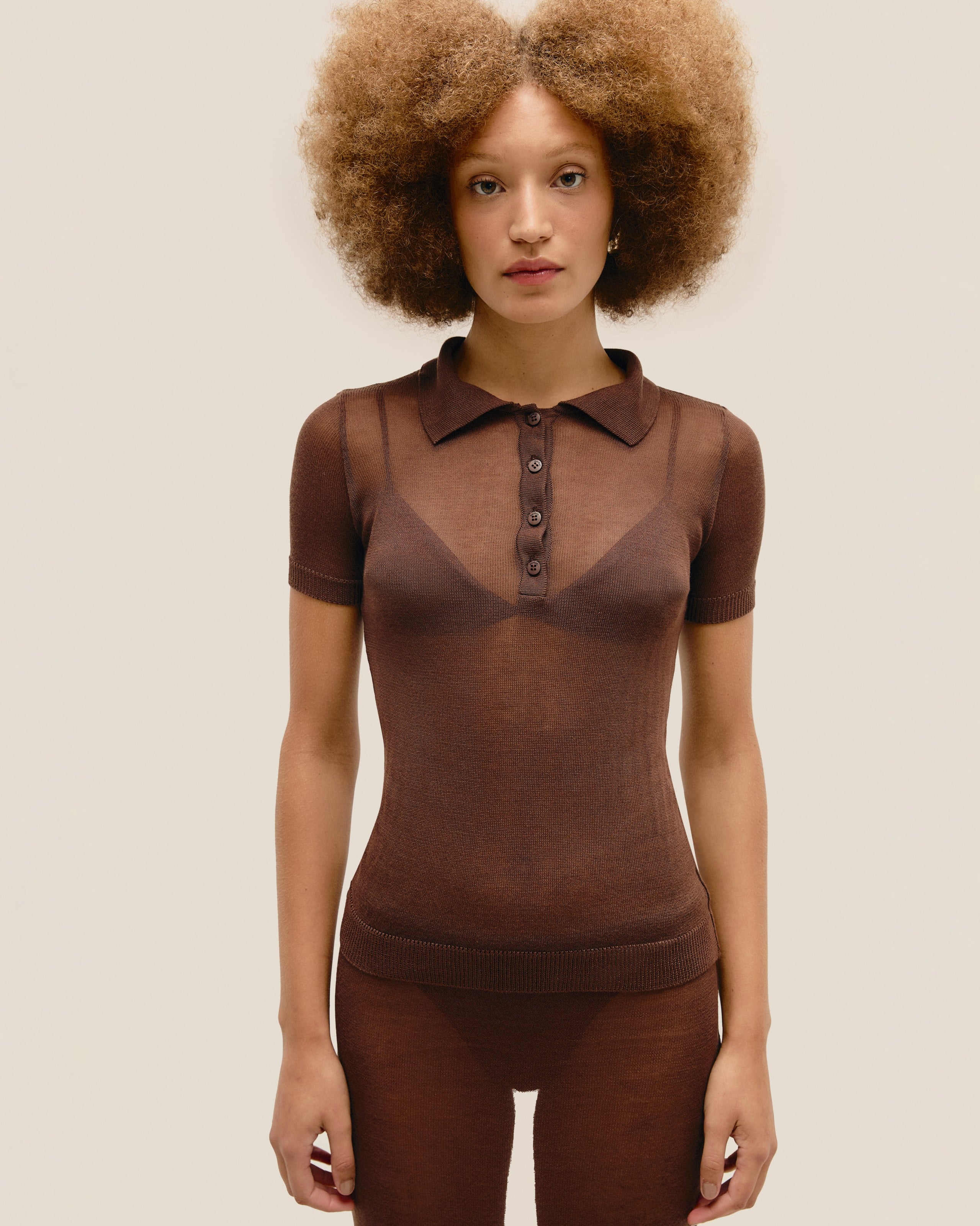 Blusa Amelia Tricot Marrom Brauna