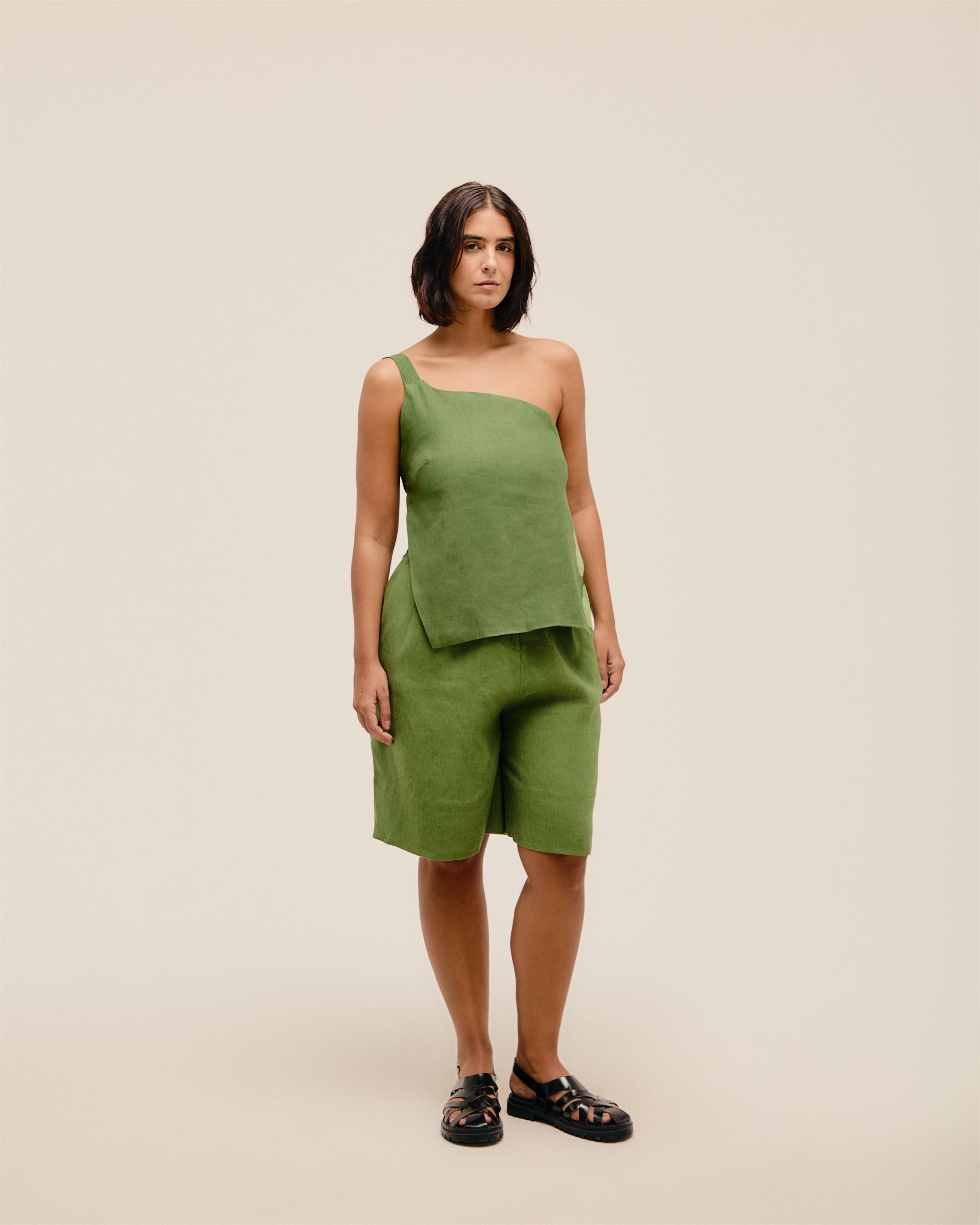 Blusa Assimetrica Linho Verde