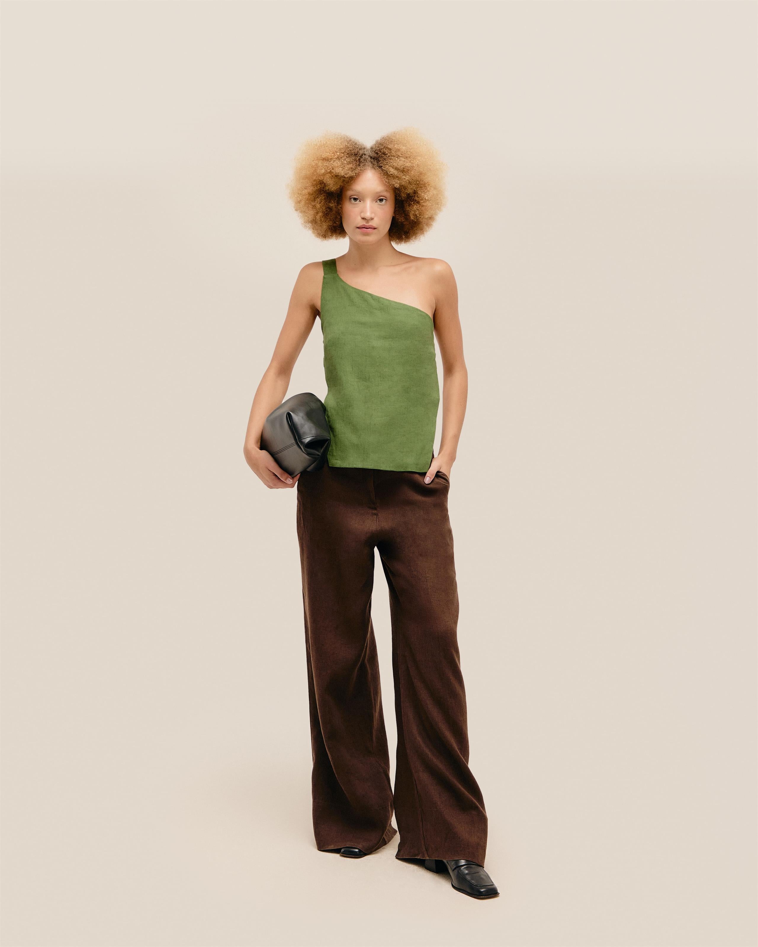 Blusa Assimetrica Linho Verde