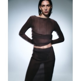 Haight — Blusa Dora Plissada Marrom Brauna
