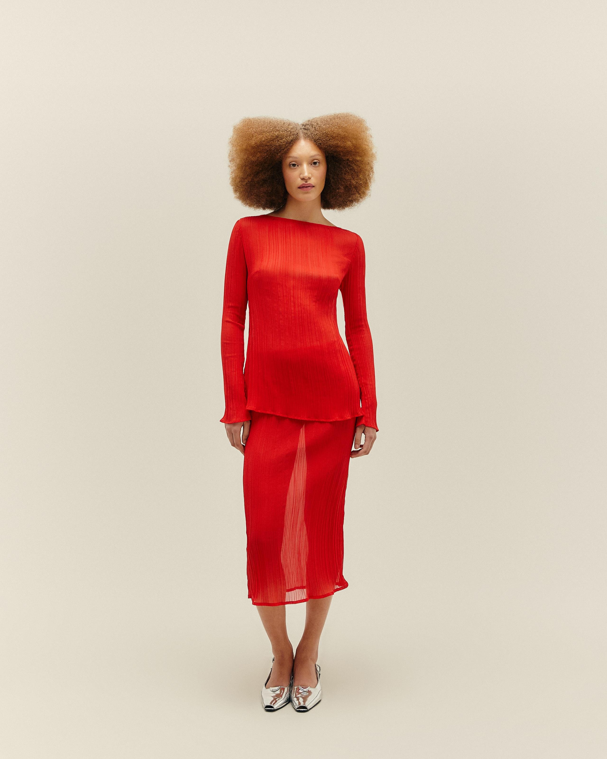 Blusa Dora Plissada Vermelho Desvio