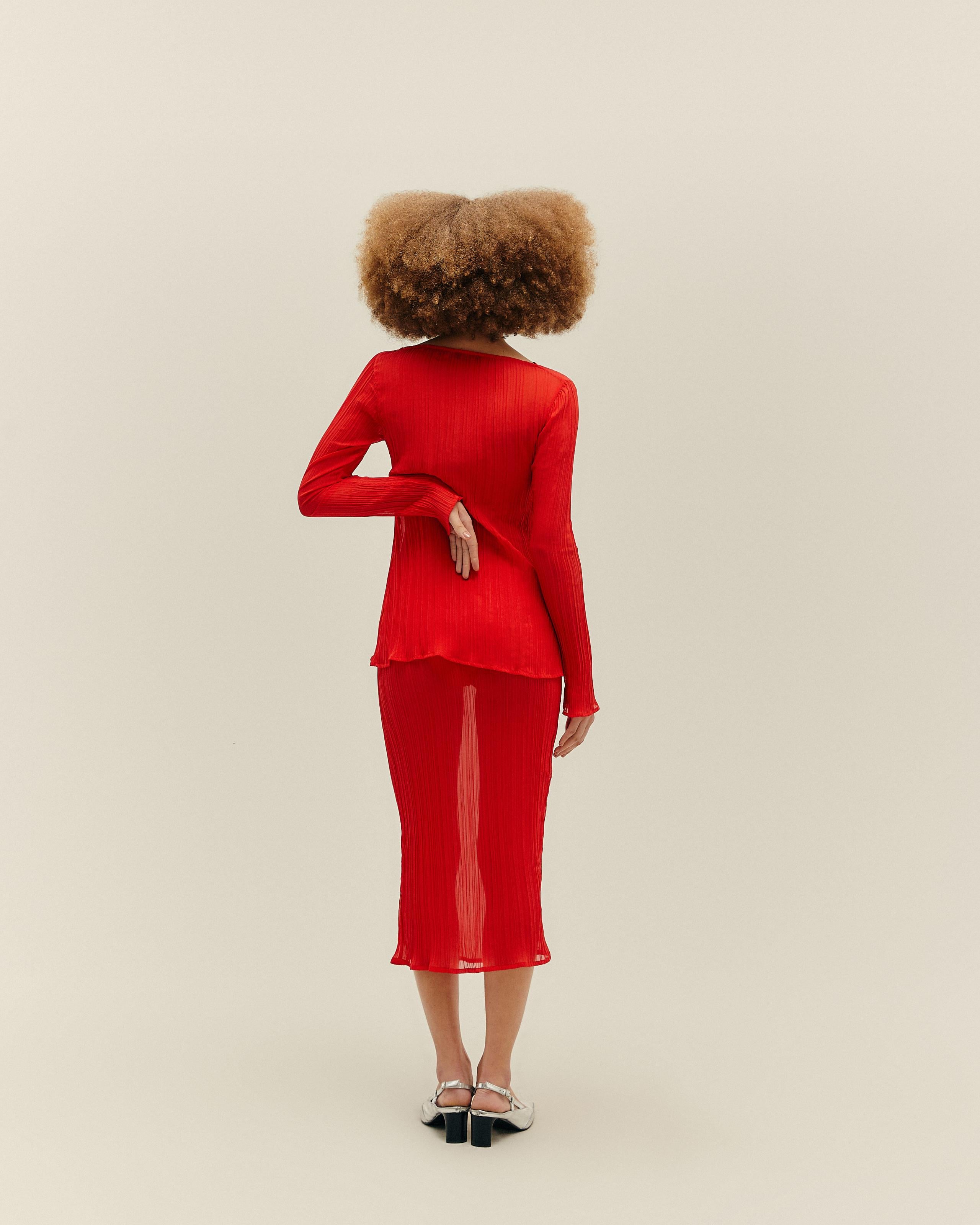 Blusa Dora Plissada Vermelho Desvio