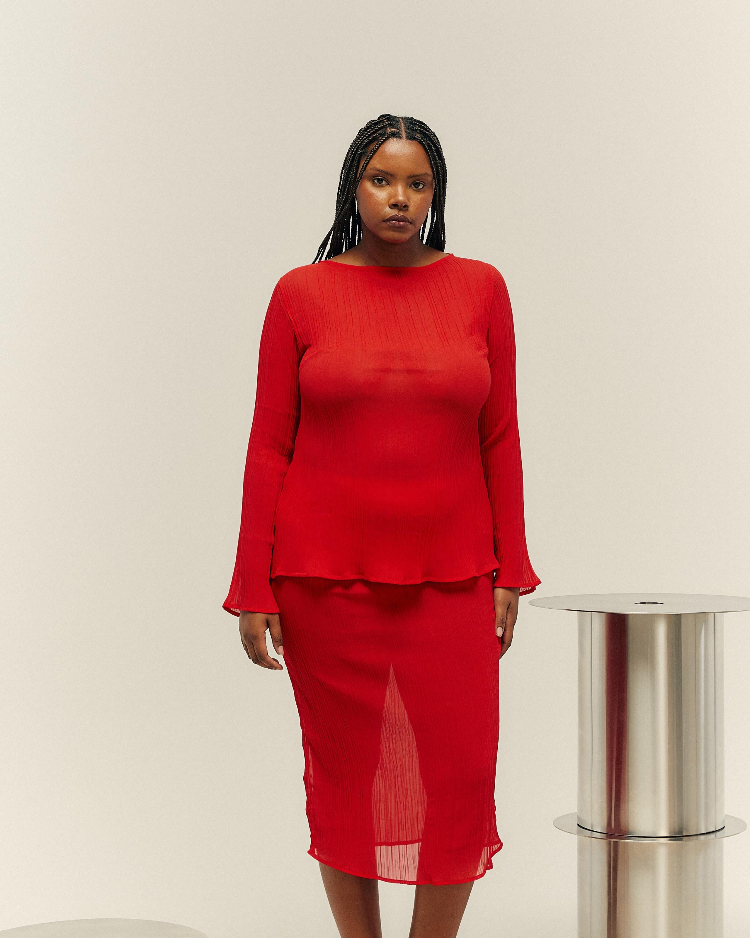 Blusa Dora Plissada Vermelho Desvio