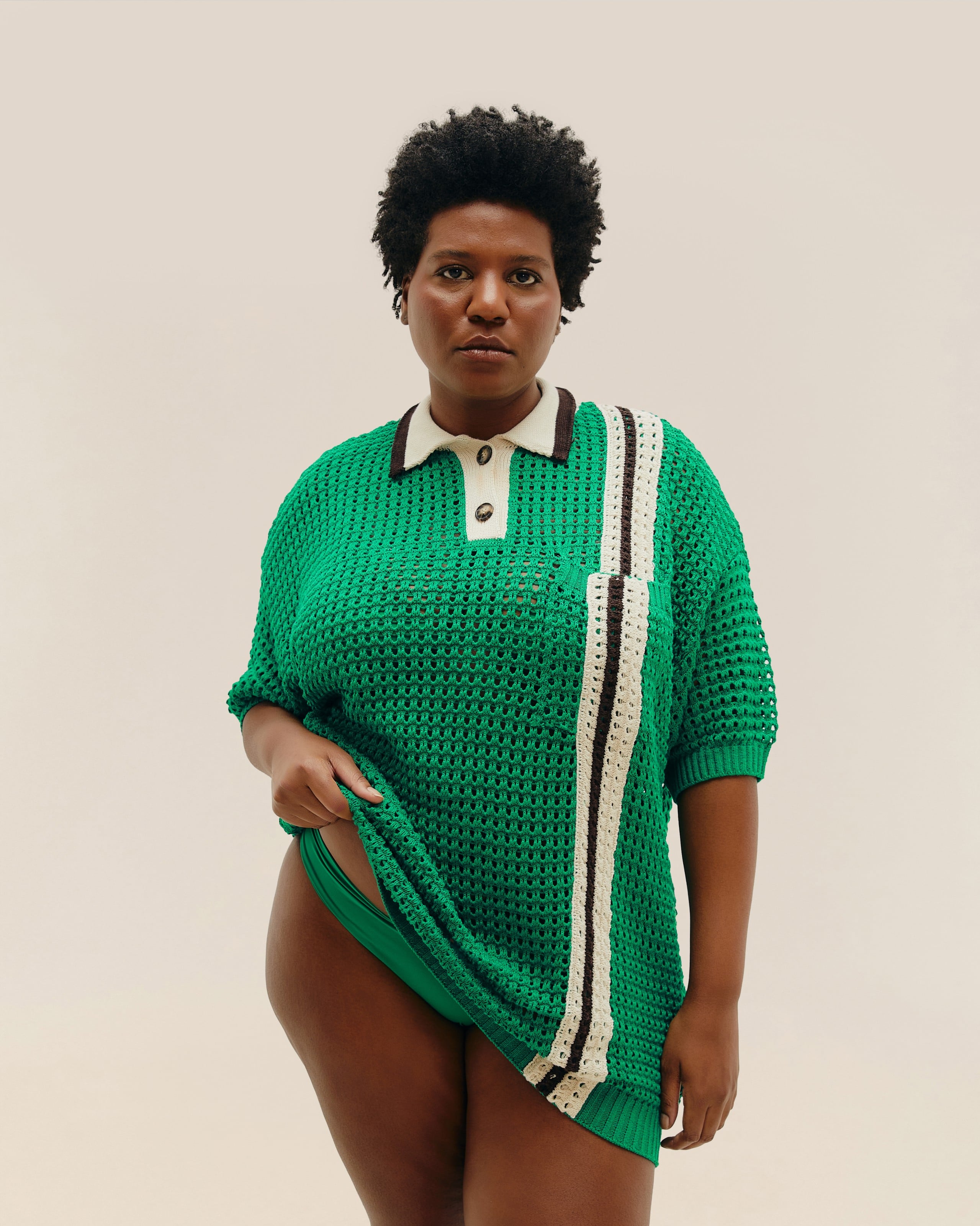 Blusa Joana Listras Tricot Listras Sport Verde