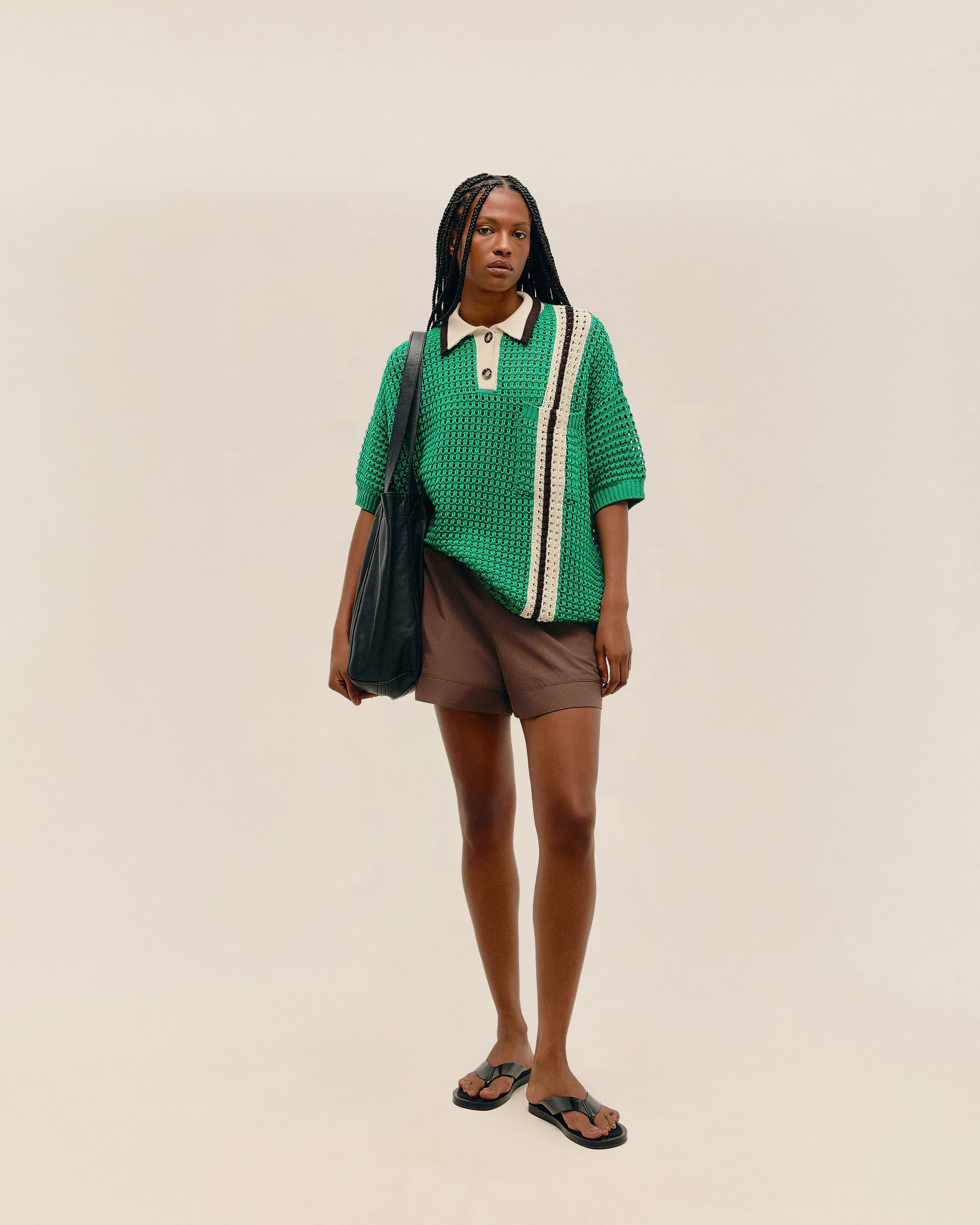 Blusa Joana Listras Tricot Listras Sport Verde