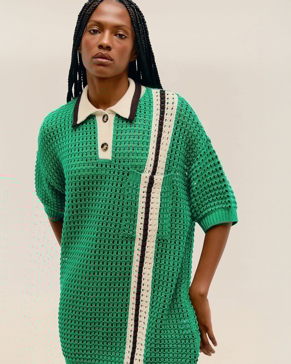 Blusa Joana Listras Tricot Listras Sport Verde