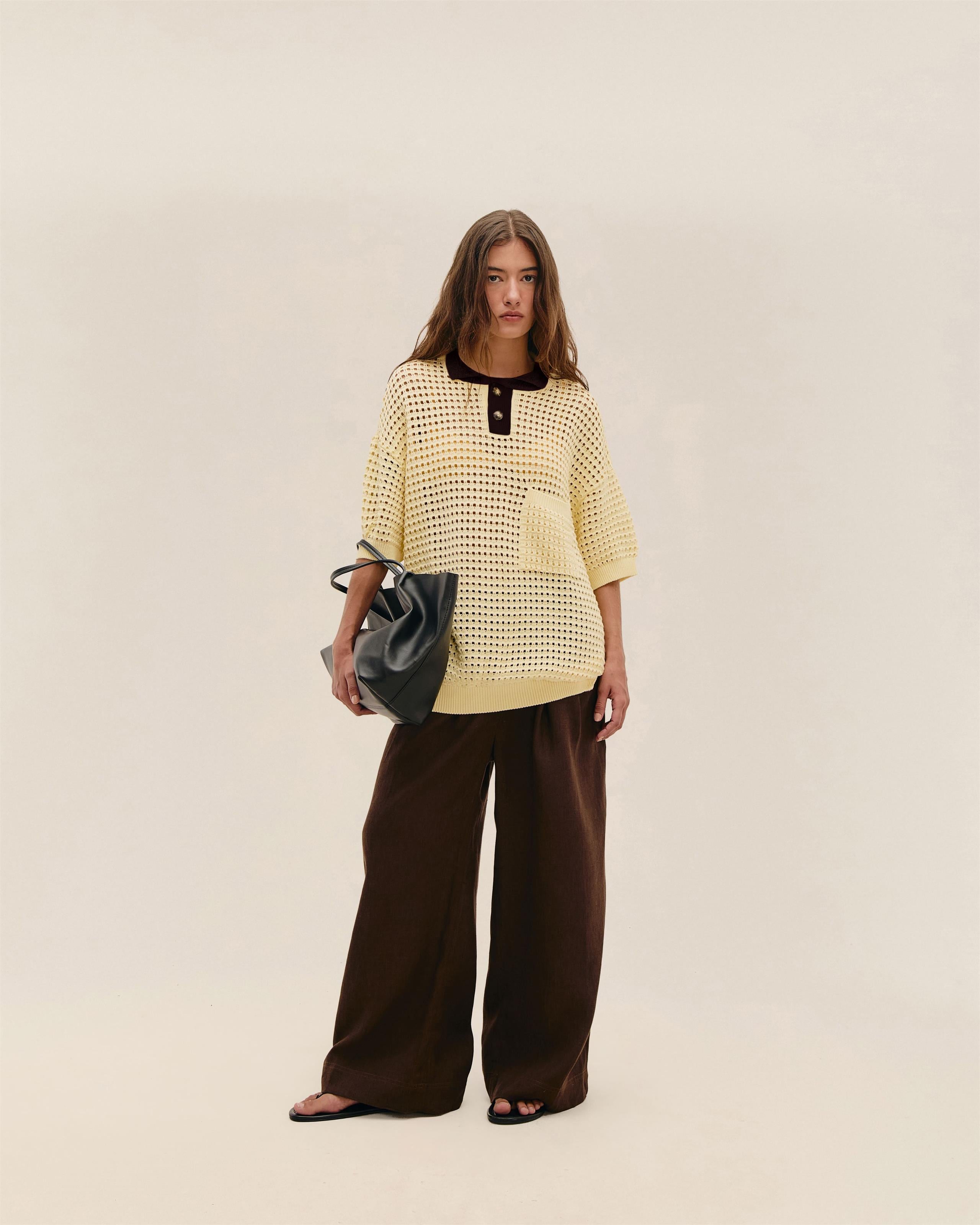 Blusa Joana Tricot Amarelo Feixe