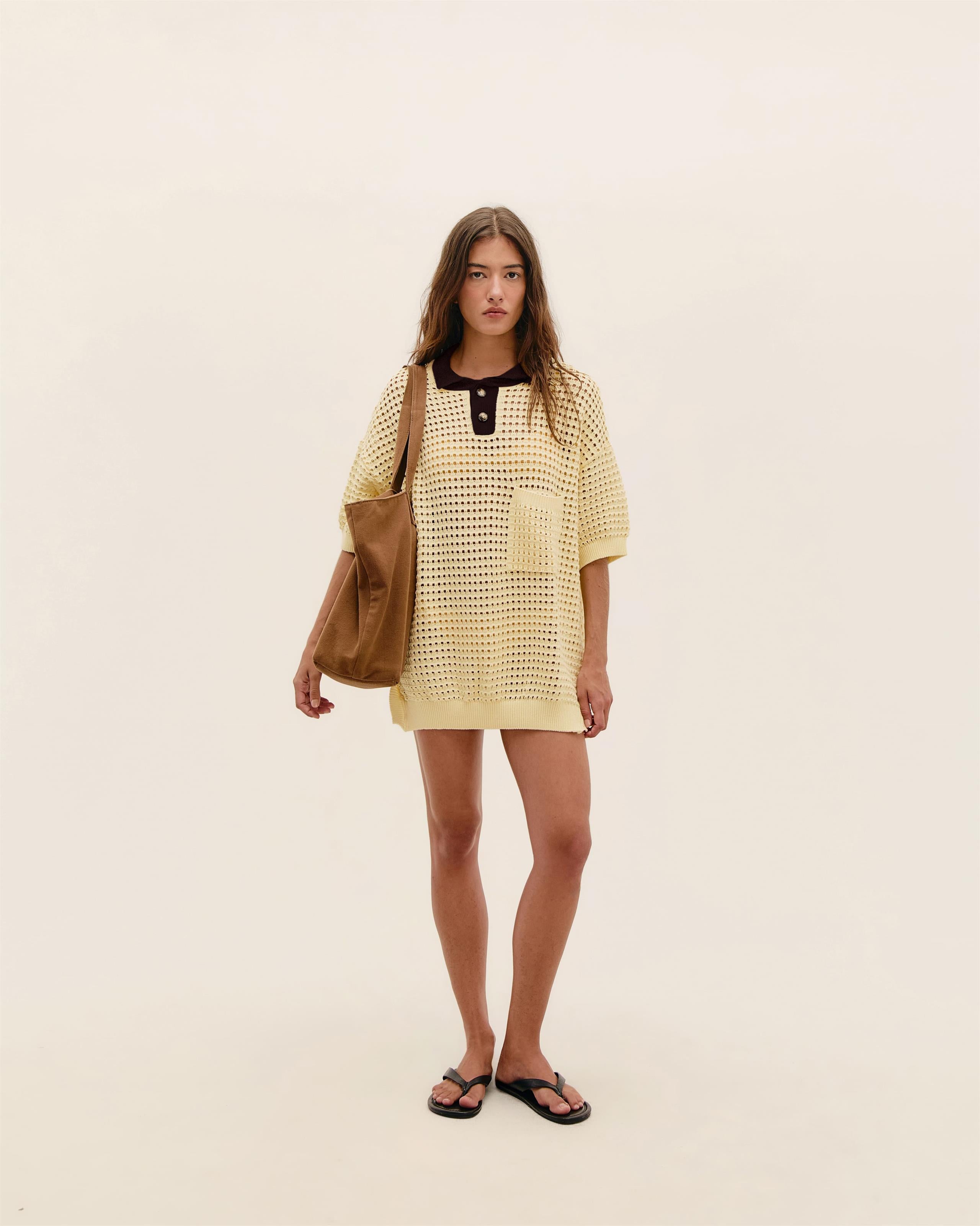 Blusa Joana Tricot Amarelo Feixe