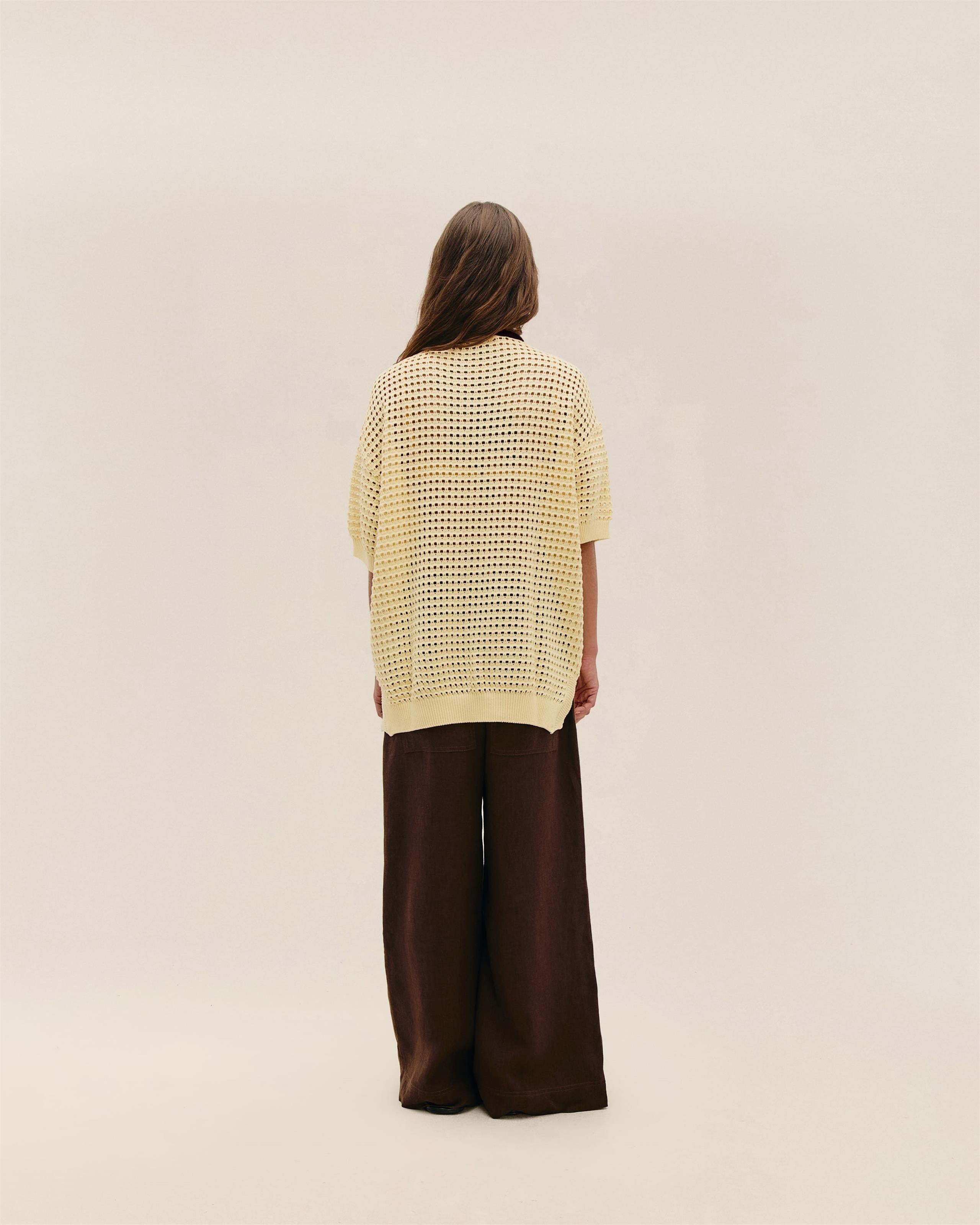Blusa Joana Tricot Amarelo Feixe