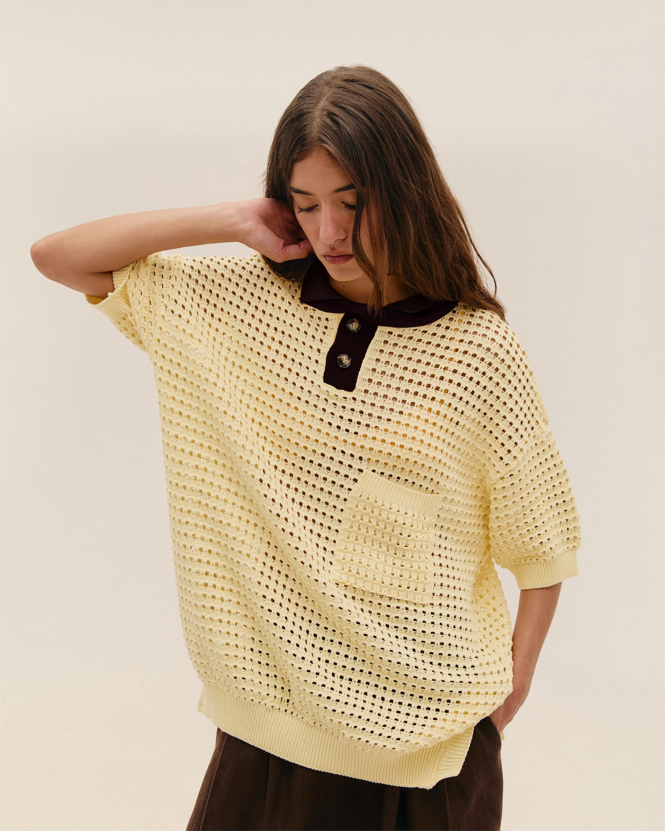 Blusa Joana Tricot Amarelo Feixe