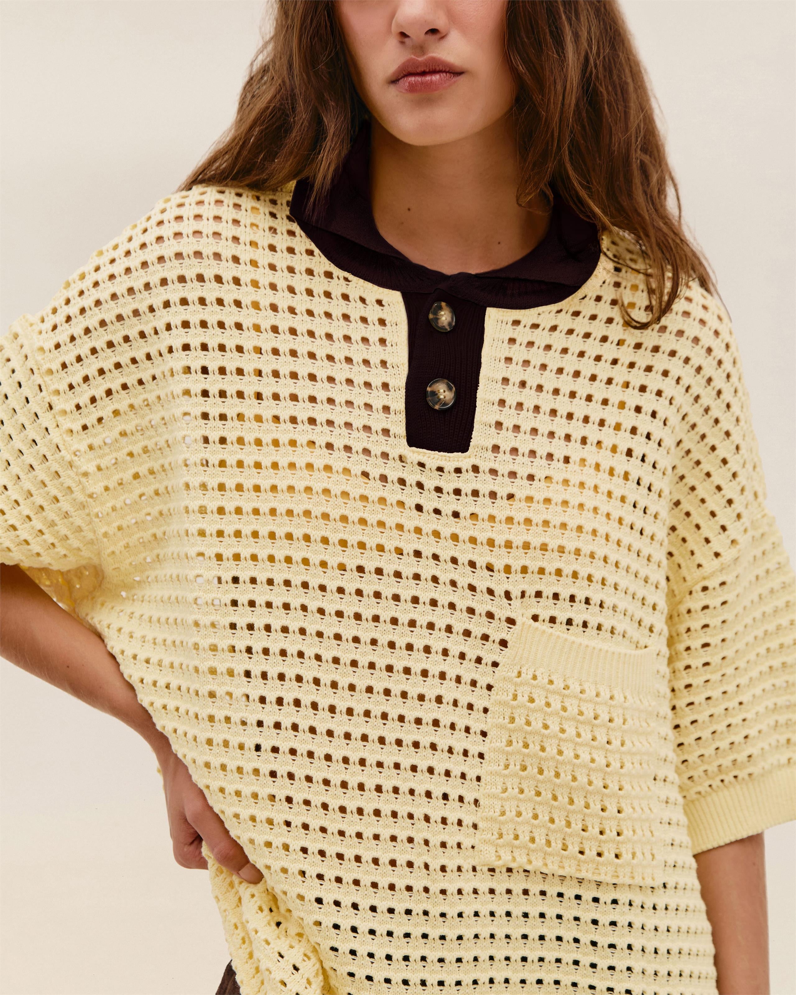 Blusa Joana Tricot Amarelo Feixe