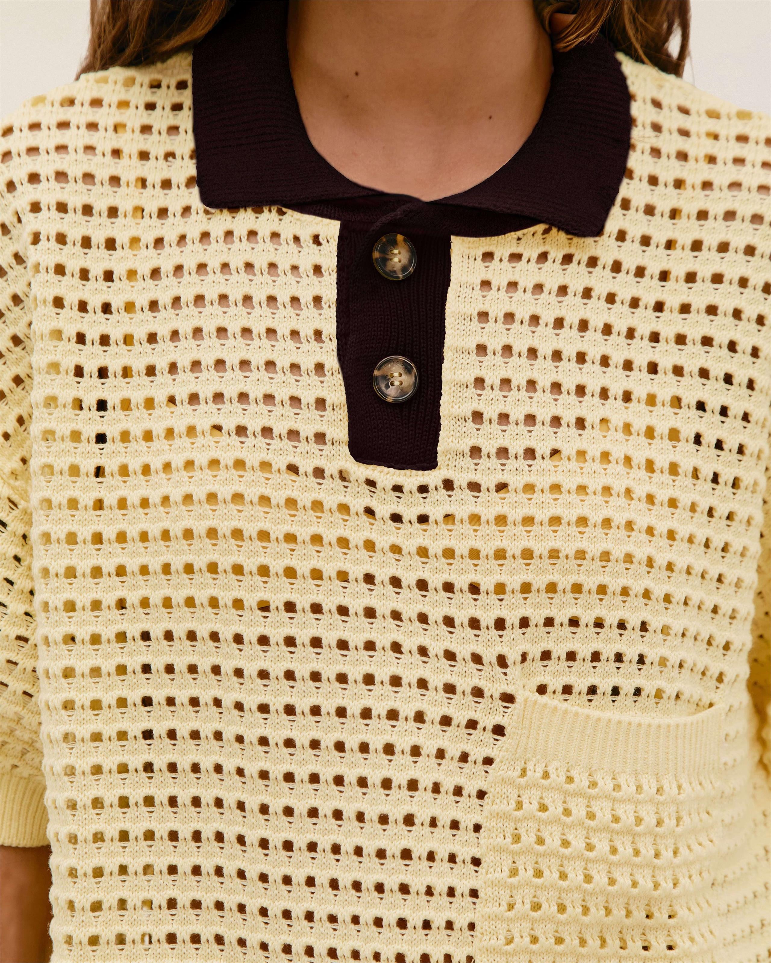 Blusa Joana Tricot Amarelo Feixe