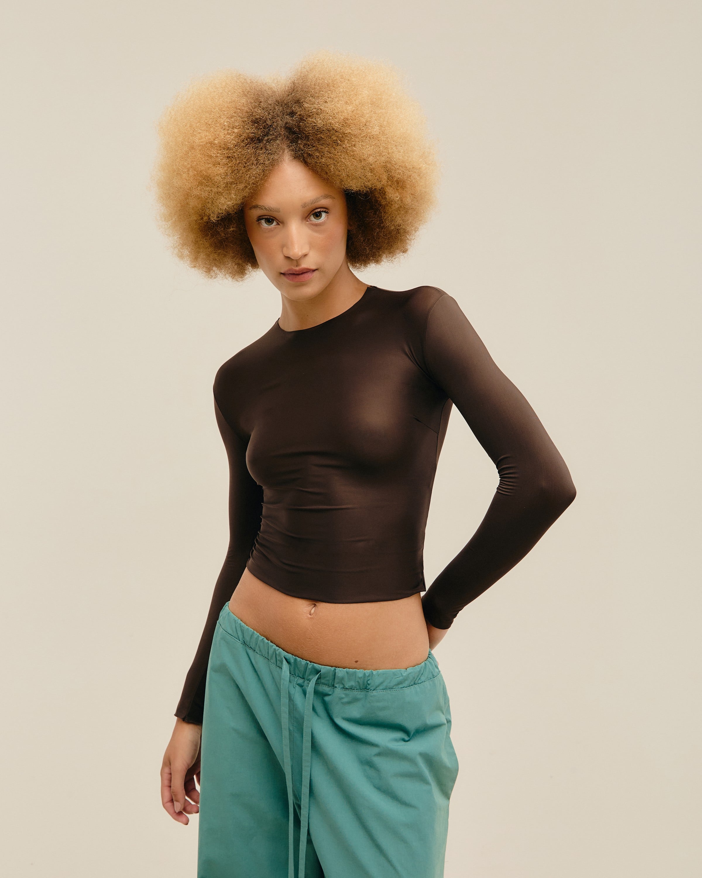 Blusa Nina a Fio Marrom Brauna