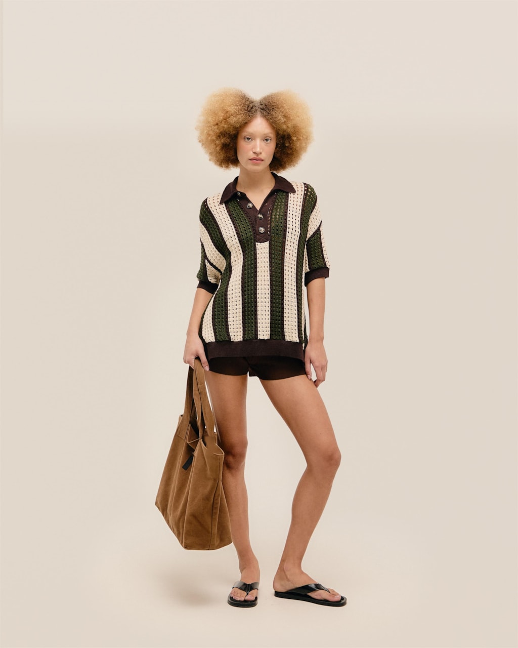 Blusa Over Tricot Estampa Listras Verde