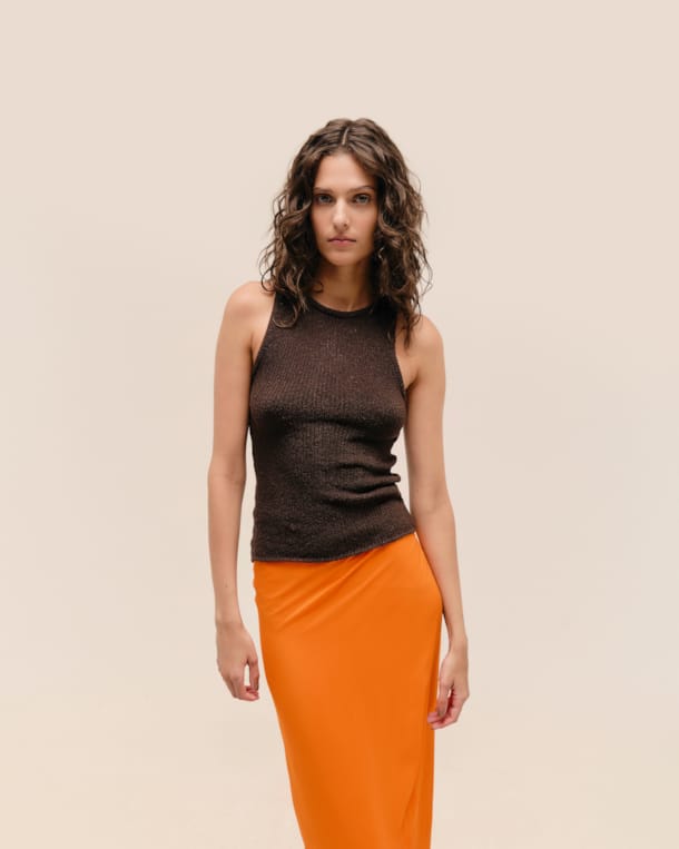 Blusa Pia Tricot Marrom Brauna