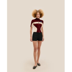 Haight — Blusa Tota Tricot Vinho C/ Bege