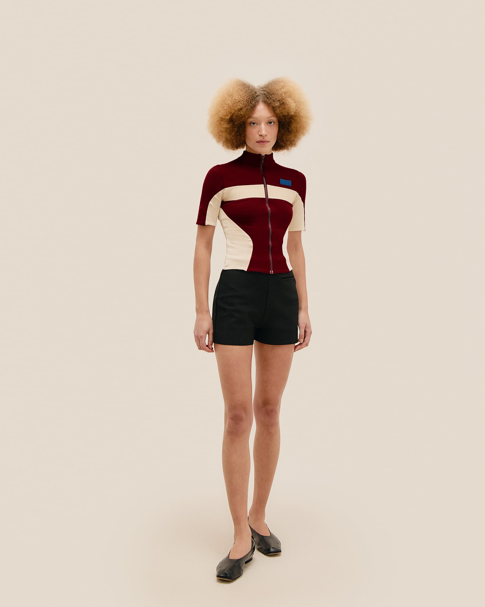 Blusa Tota Tricot Vinho e Bege
