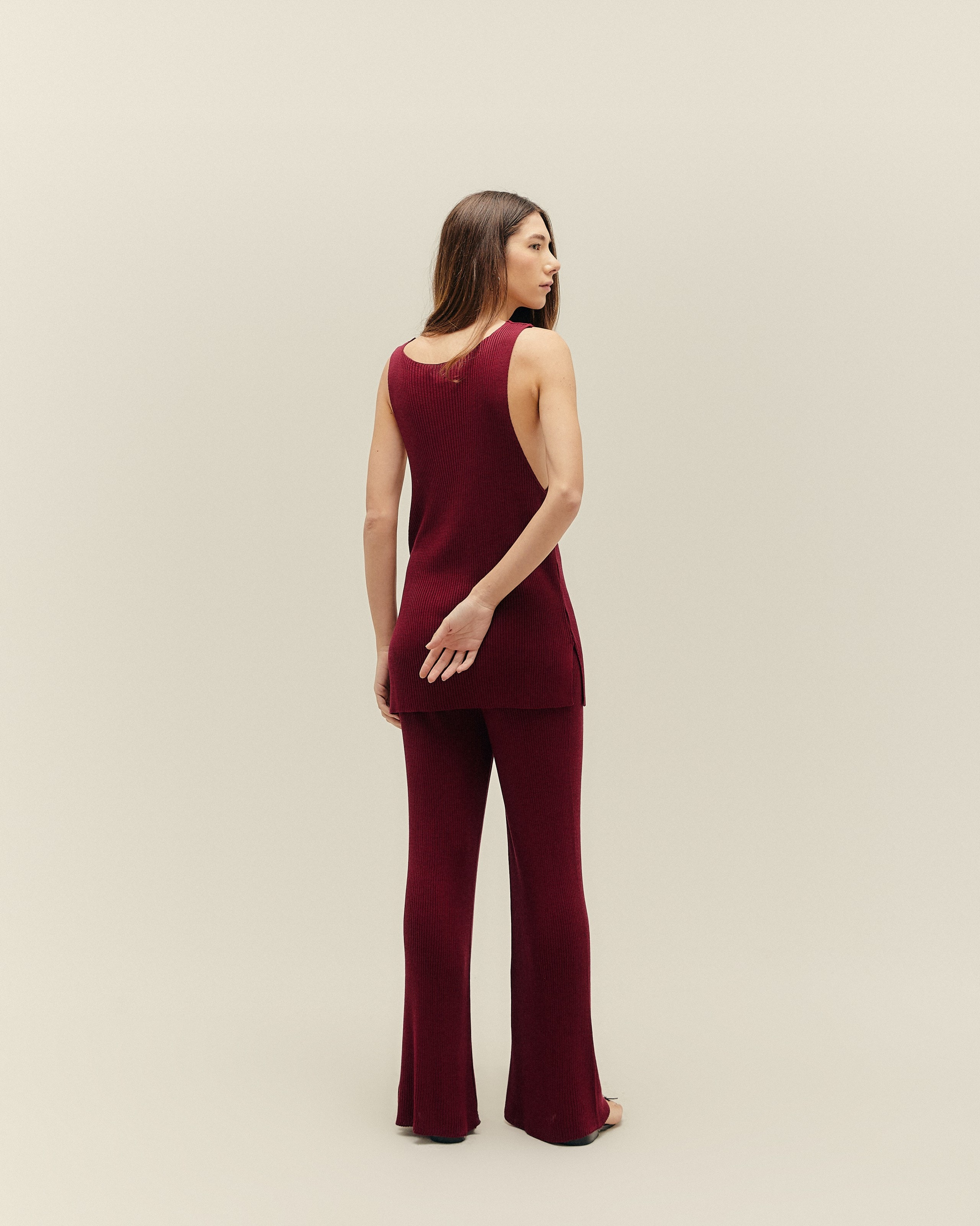 Calça Bia Tricot Vinho Marsala
