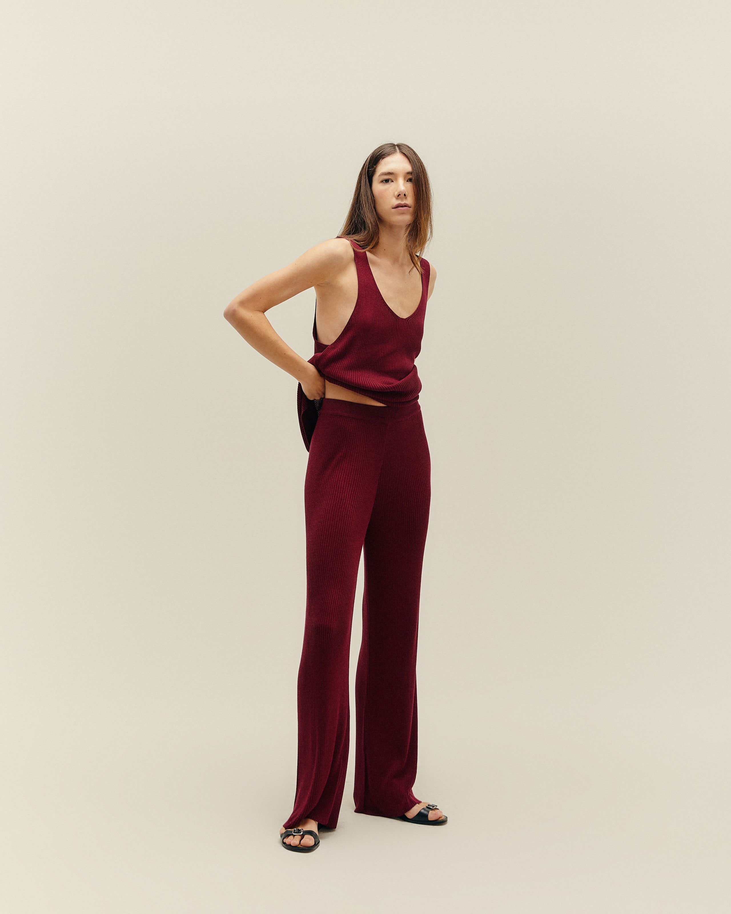 Calça Bia Tricot Vinho Marsala