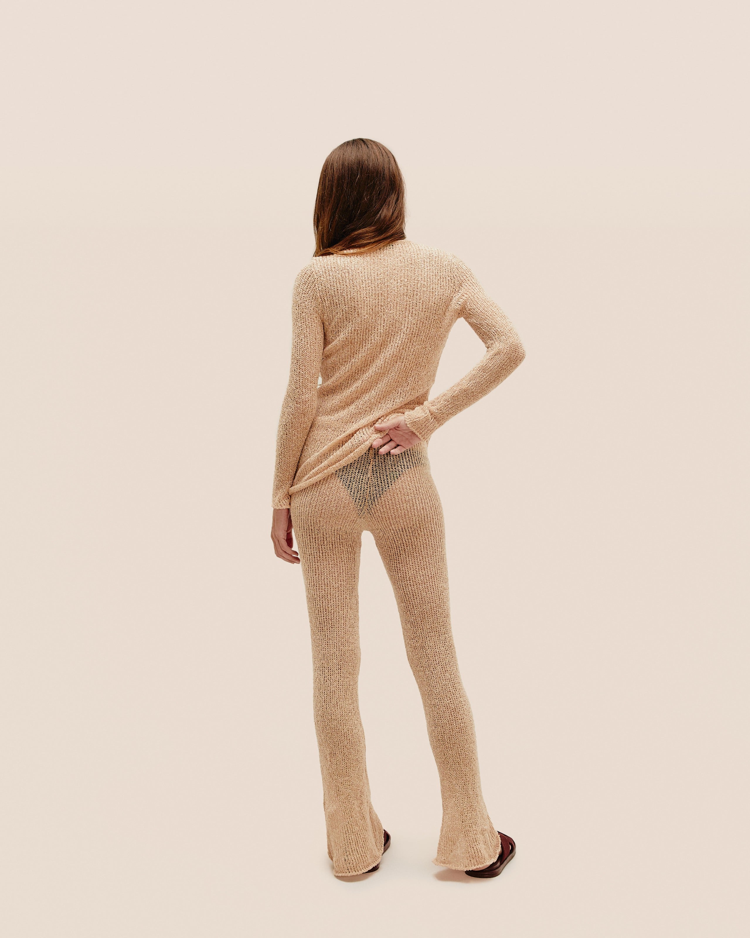 Calca Cecilia Tricot Bege