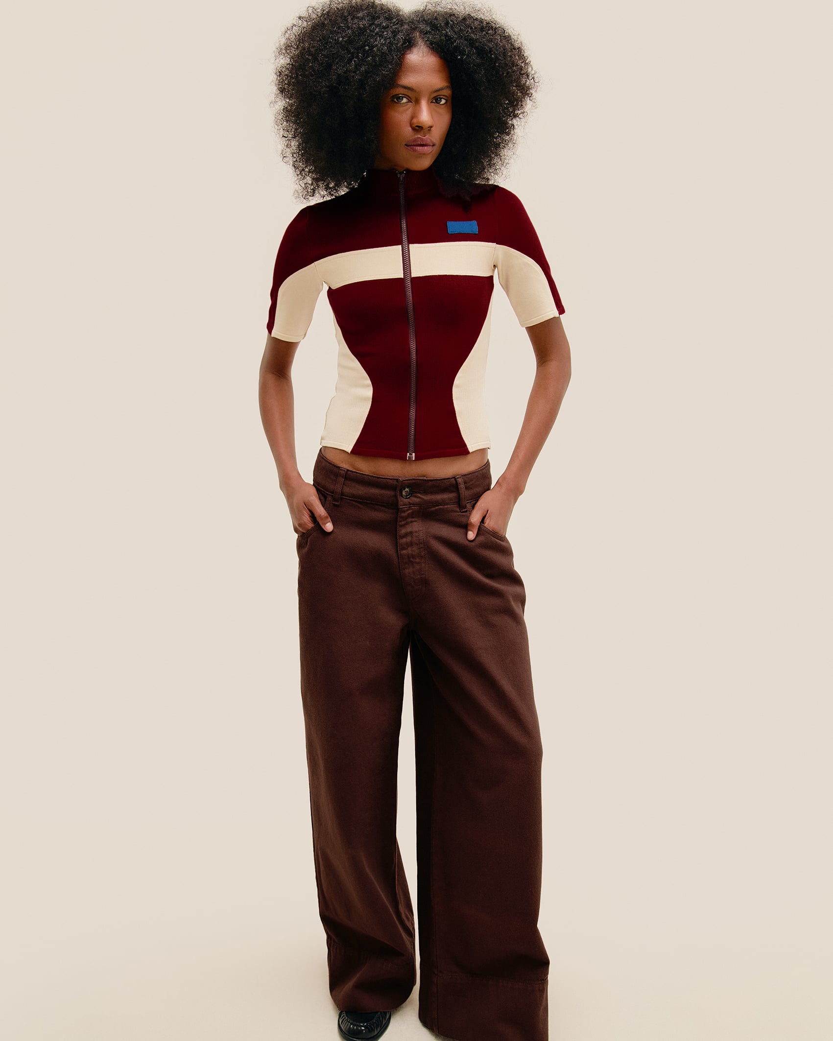 Calça Julia Sarja Marrom Brauna