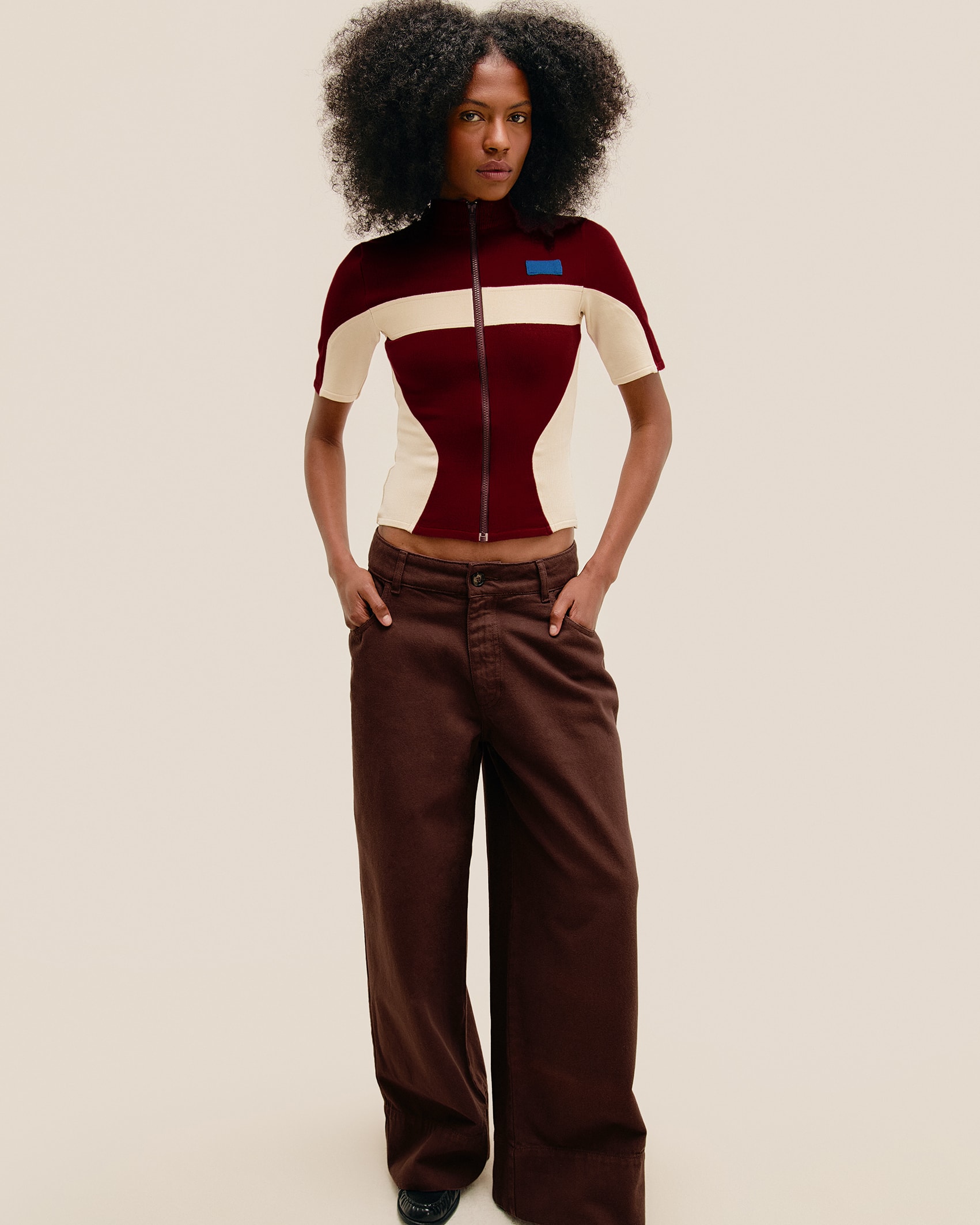Calça Julia Sarja Marrom Brauna