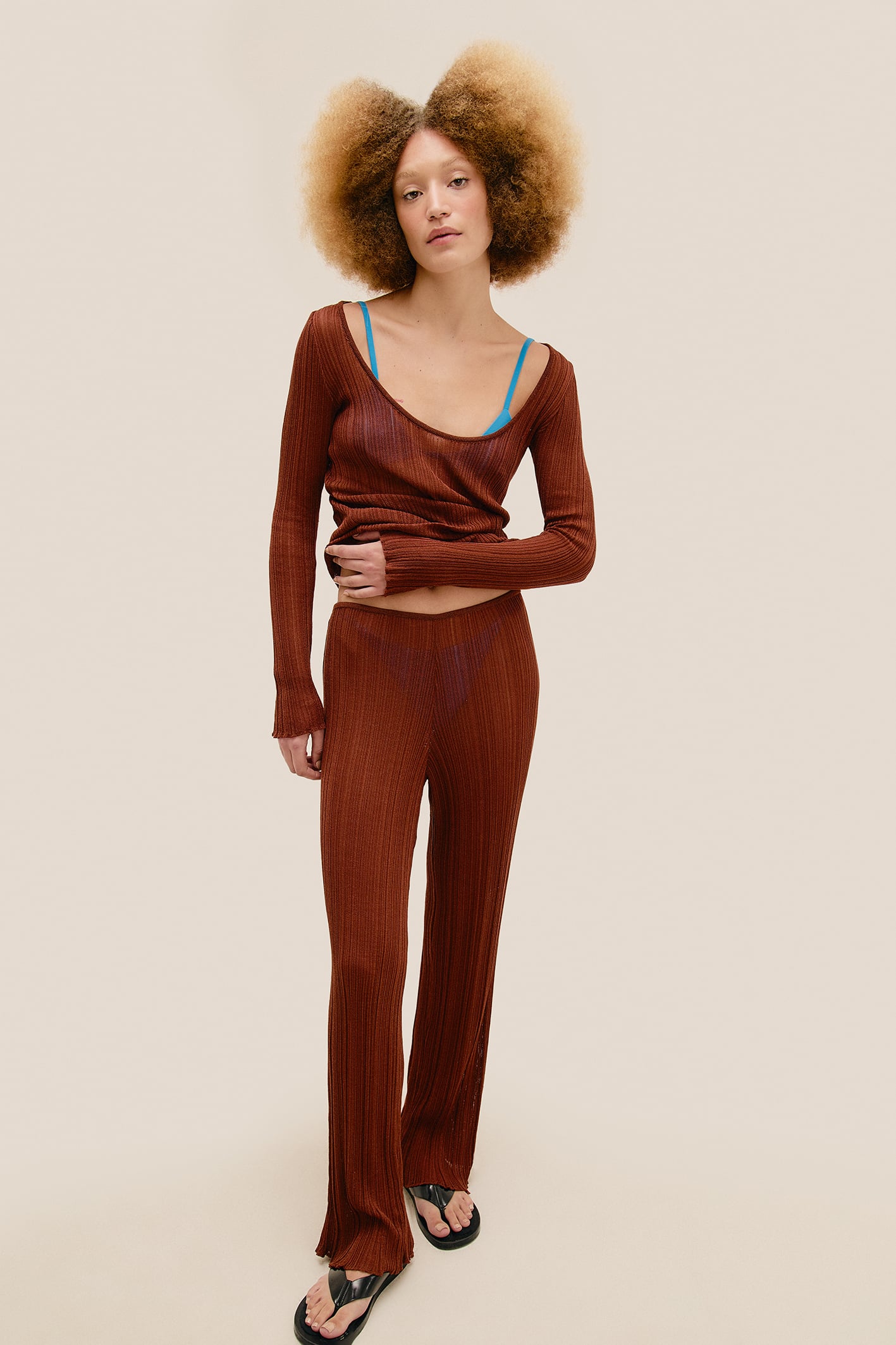 Calça Lana Tricot Marrom