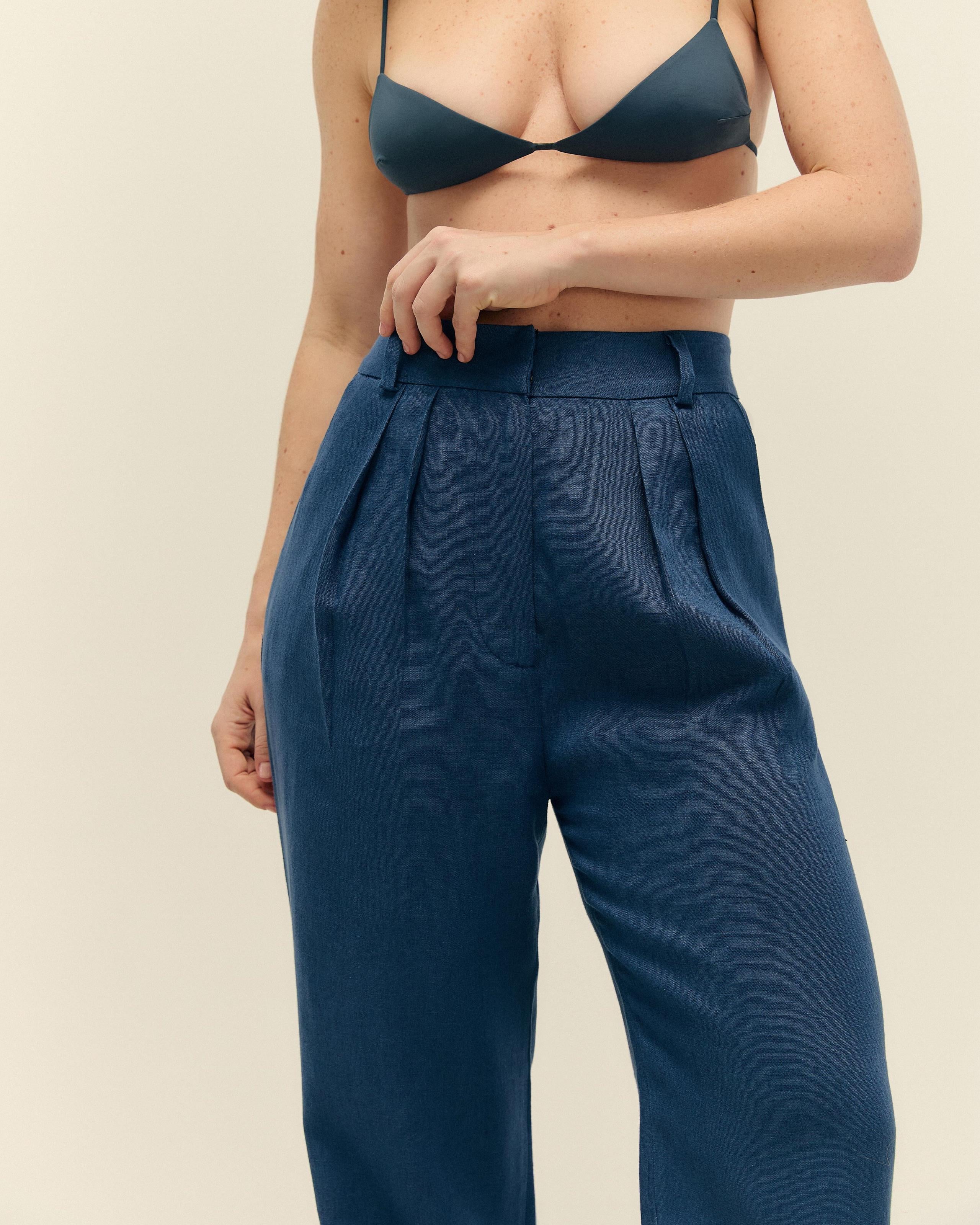 Calça Lara Linho Marinho