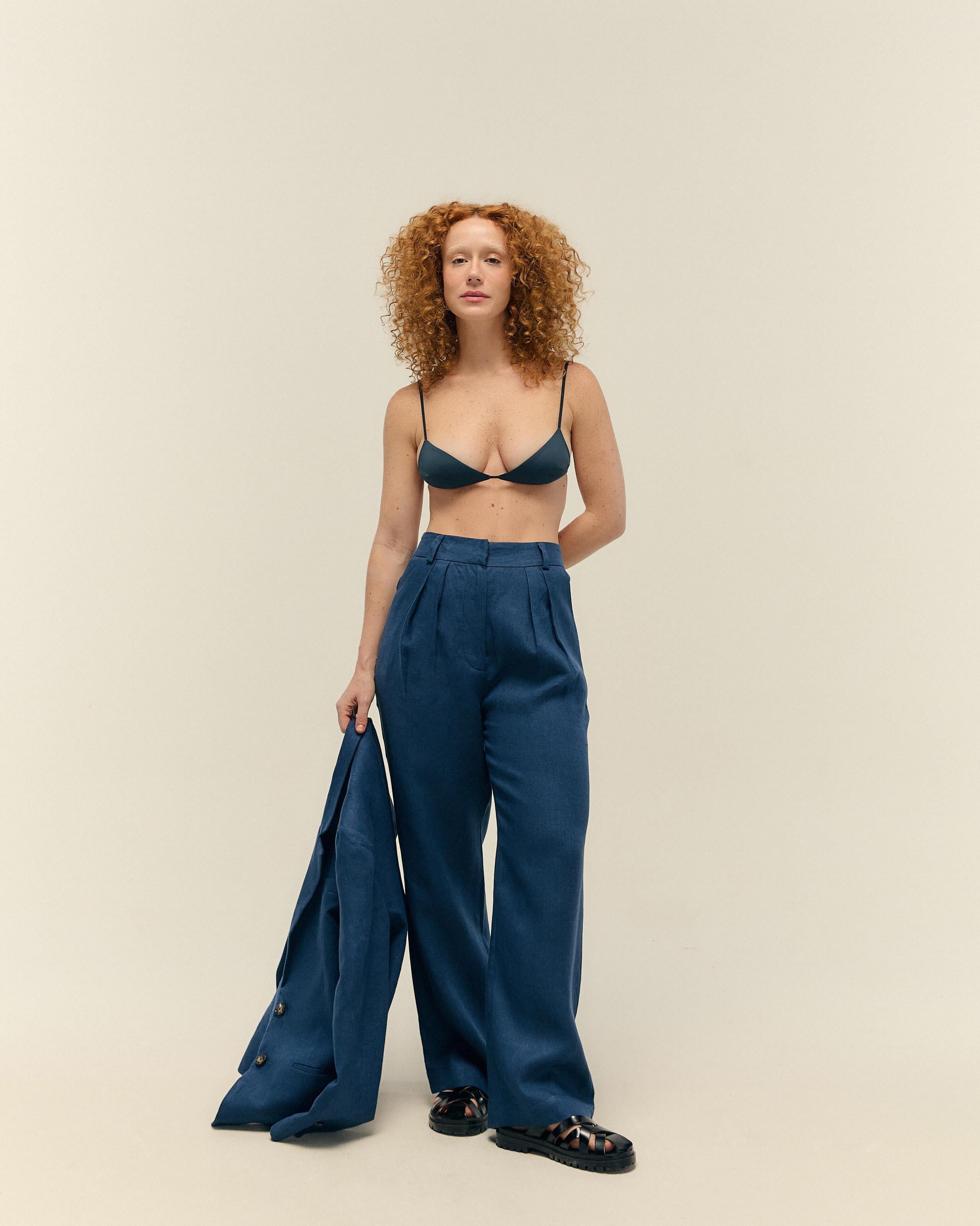 Calça Lara Linho Marinho