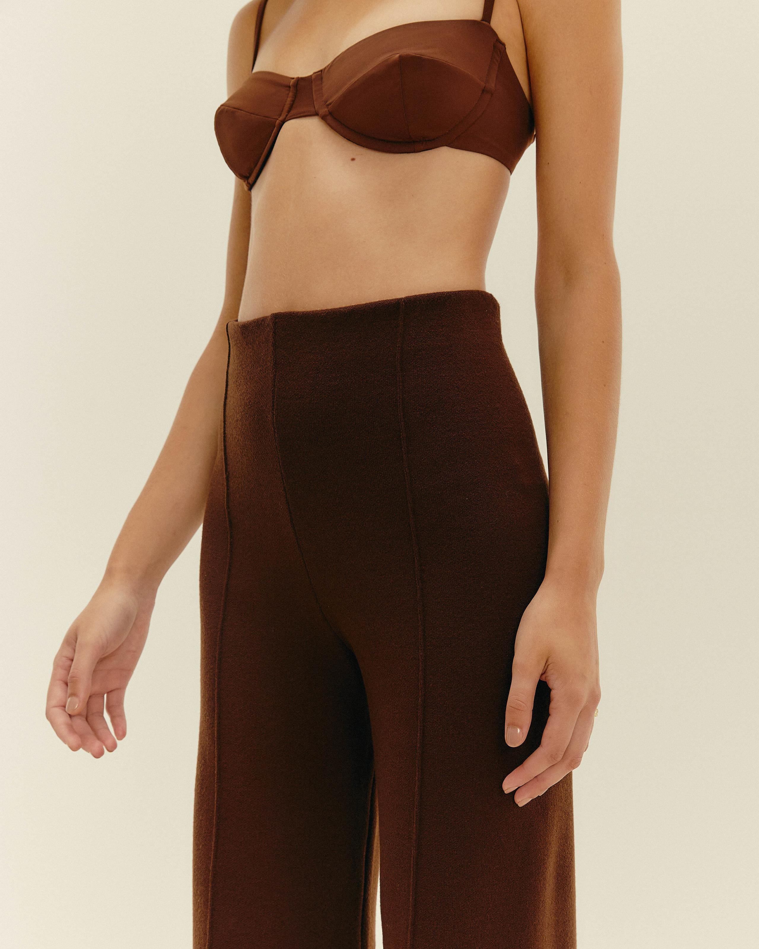 Calça Marina Tricot Marrom Brauna