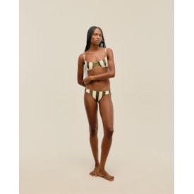 Haight — Calcinha Basic Fina Estampado Listras Verde