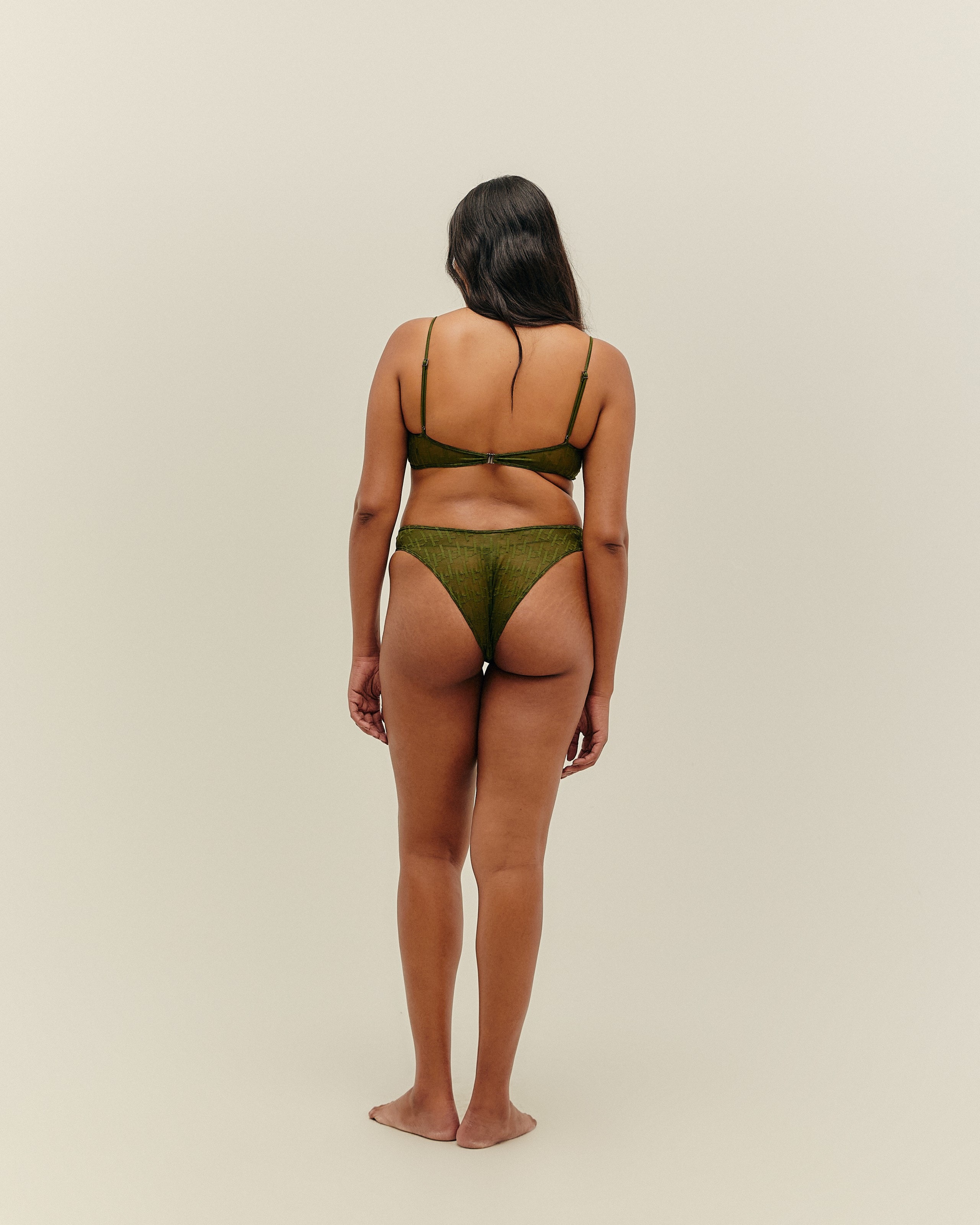 Calcinha Leila Renda Estampa H Verde